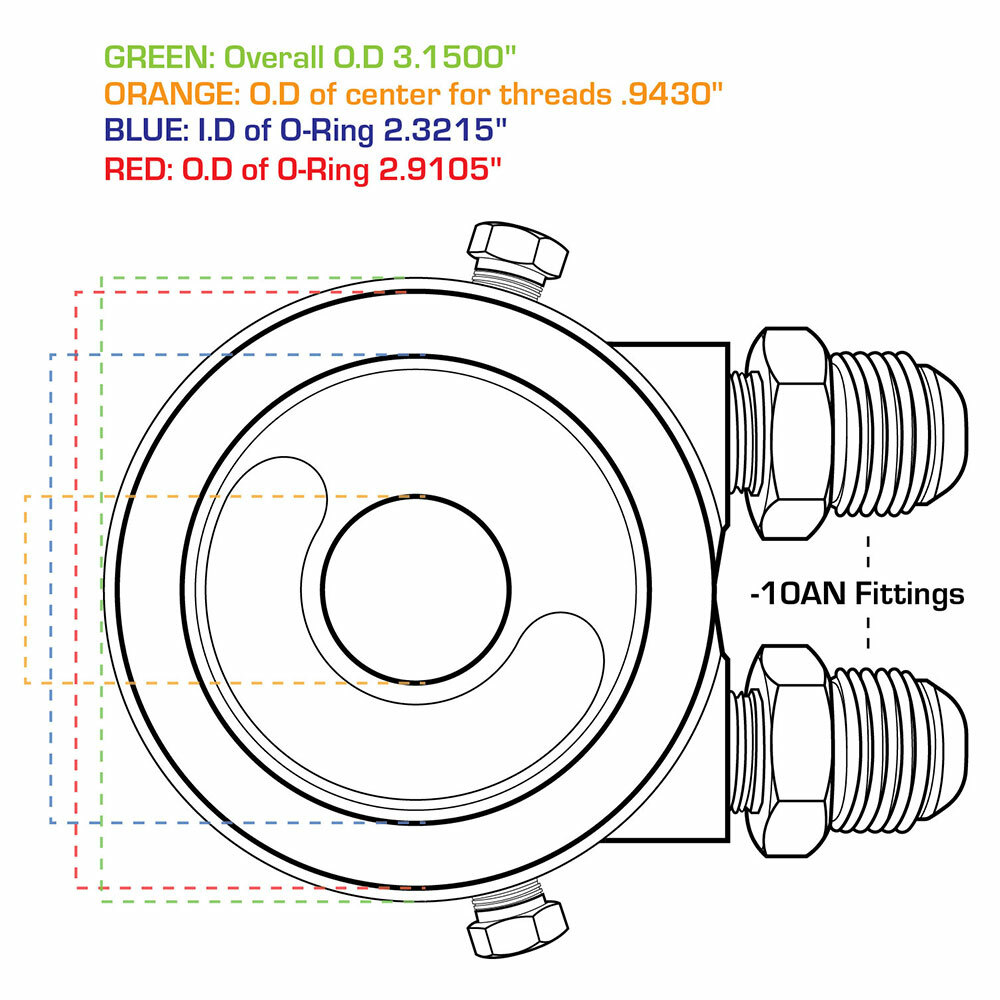 GlowShift Oil Cooler Feed Sandwich Adapter Plate - 3/4 UNF-16 Thread