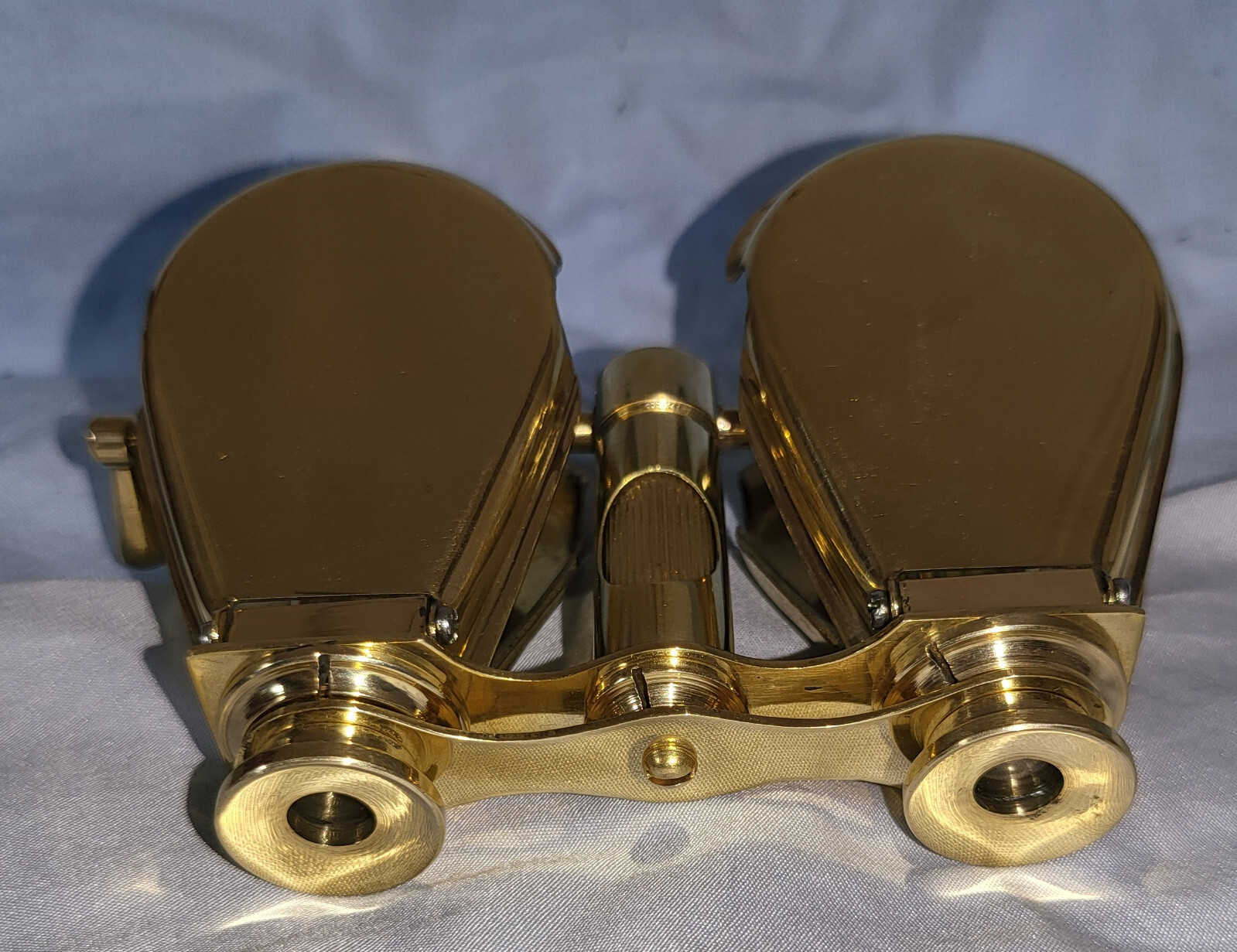Gold Folding Binoculars Leather Case London Royal Navy Ship Opera Glasses Retro
