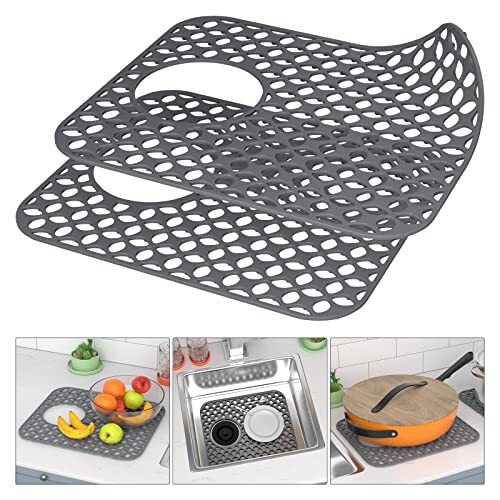 2x Alfombrilla de silicona para fregadero Protector de drenaje de cocina
