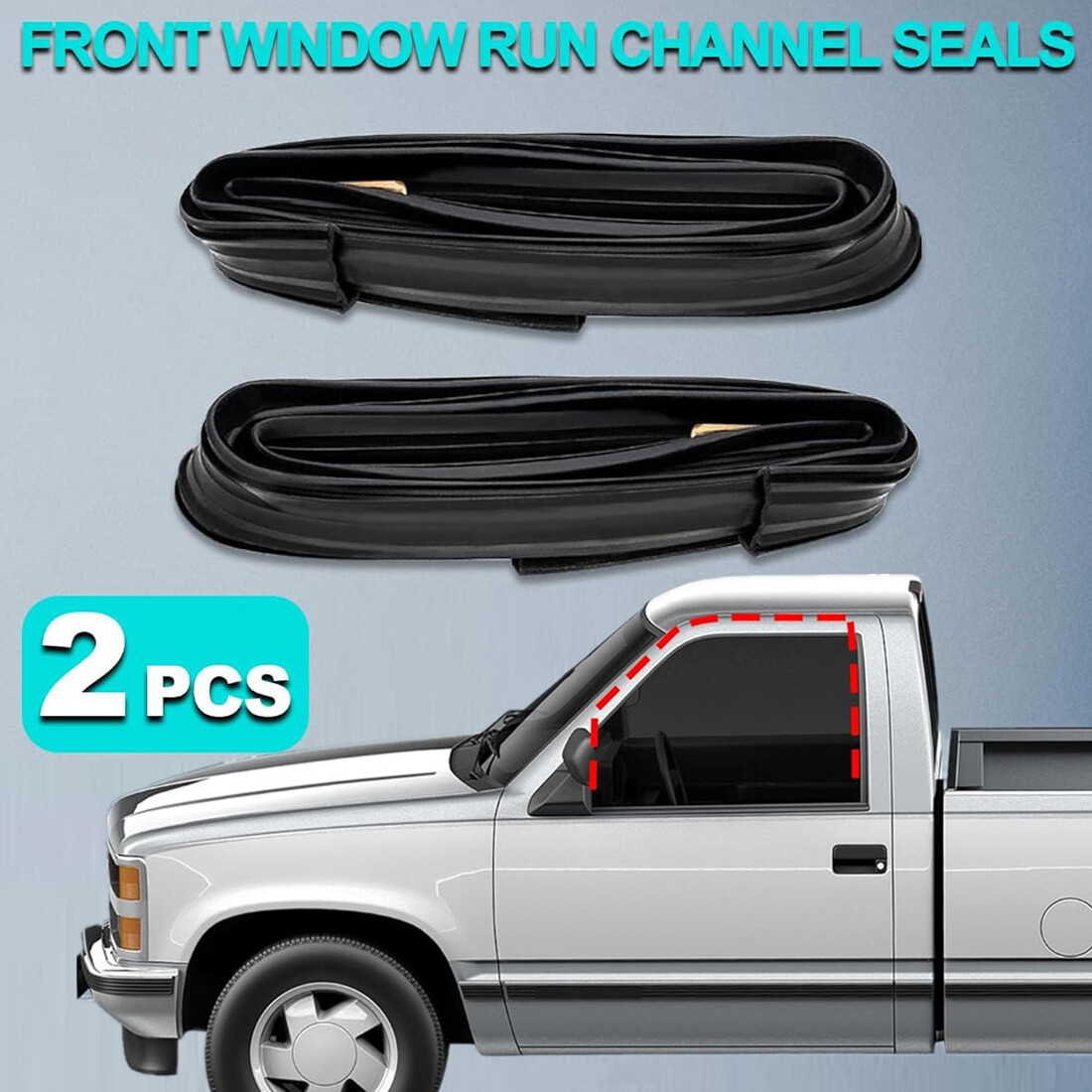 2x Front Door Window Run Channel Weatherstrip Seals For Chevy GMC C/K Pickup