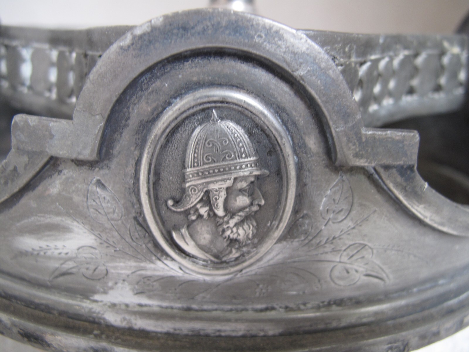 Antique SP Reed & Barton Cruet Castor Set Bell 4 Cut Glass Etched Bottles