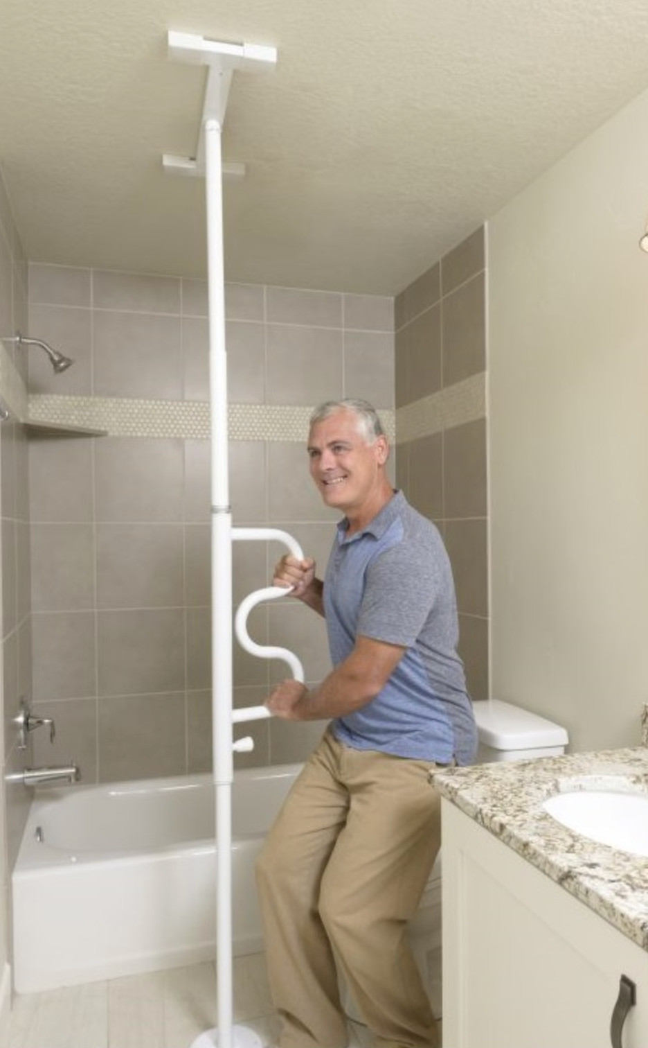 Adjustable Bed Assist Rail Support Security Pole Floor-to-Ceiling Grab Bar