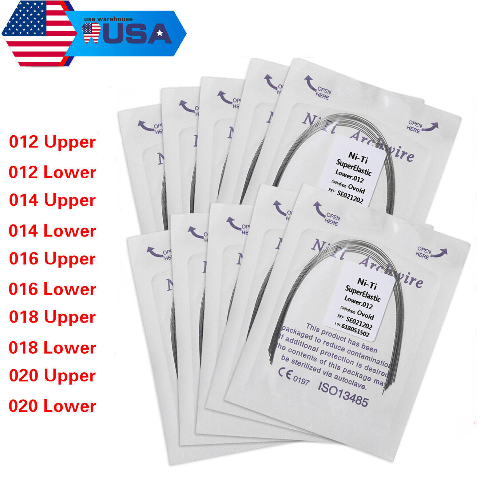 10 packs Arcos de Dental Ortodoncia Redondos Niti Arco de Alambre Su Arch Wire