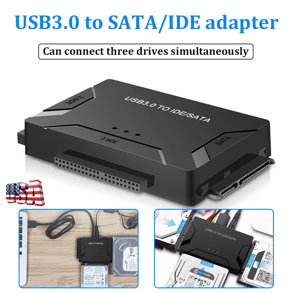 USB 3.0 to IDE & SATA Converter External Hard Drive Adapter Kit 2.5"/3.5" Cable