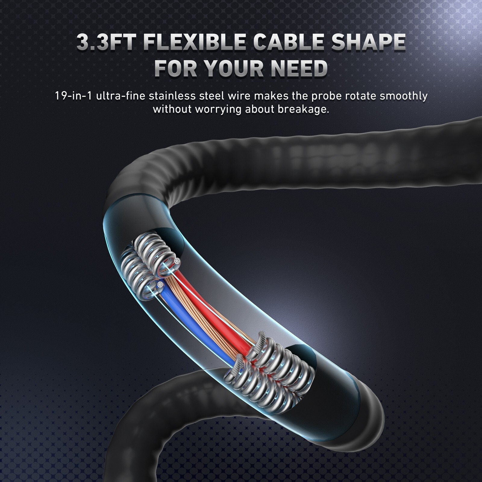 Ralcam Two-Way 210° Inspection Borescope 6.2mm Endoscope Camera 3.3ft Semi Rigid