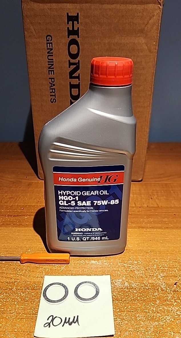 1-QT Honda OEM Hypoid Gear Oil WITH GASKETS NEW 08200-9014 HGO-1 Gl-5 75W-85
