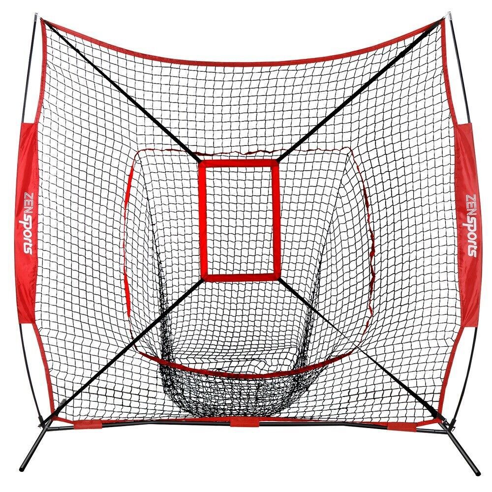Portable 7x7’ Baseball Softball Practice HittingTraining Net w/ Strike Zone &Bag