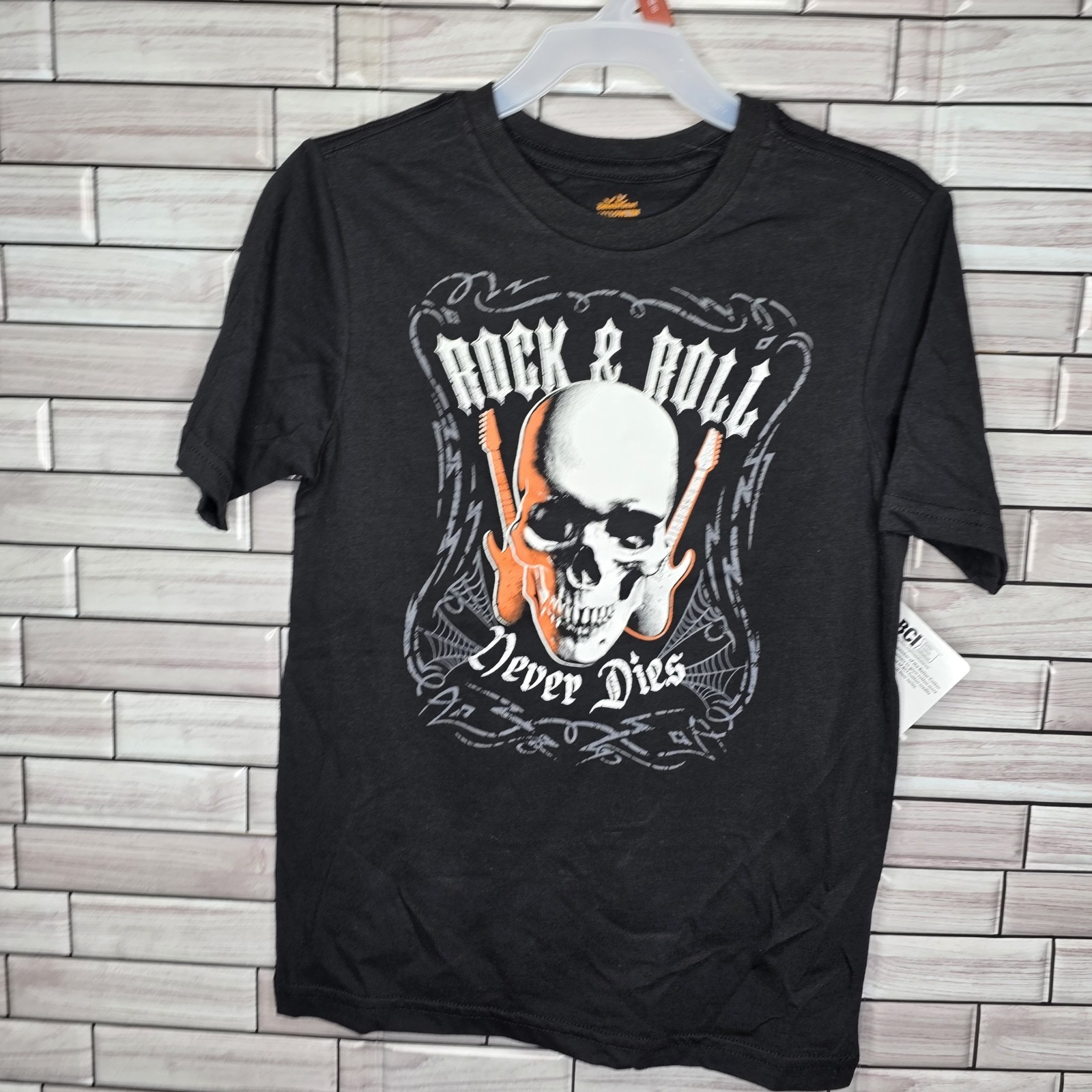 New Lot Of 2 Boys Short Sleeve Halloween T-Shirt Medium 8 Top Black Grey Shirt