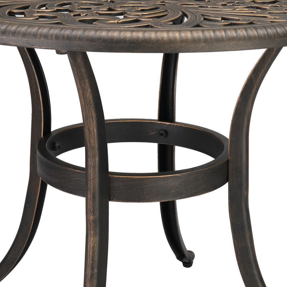 Patio Bistro Table with Umbrella Hole, Cast Aluminum Dining Table for Outdoor