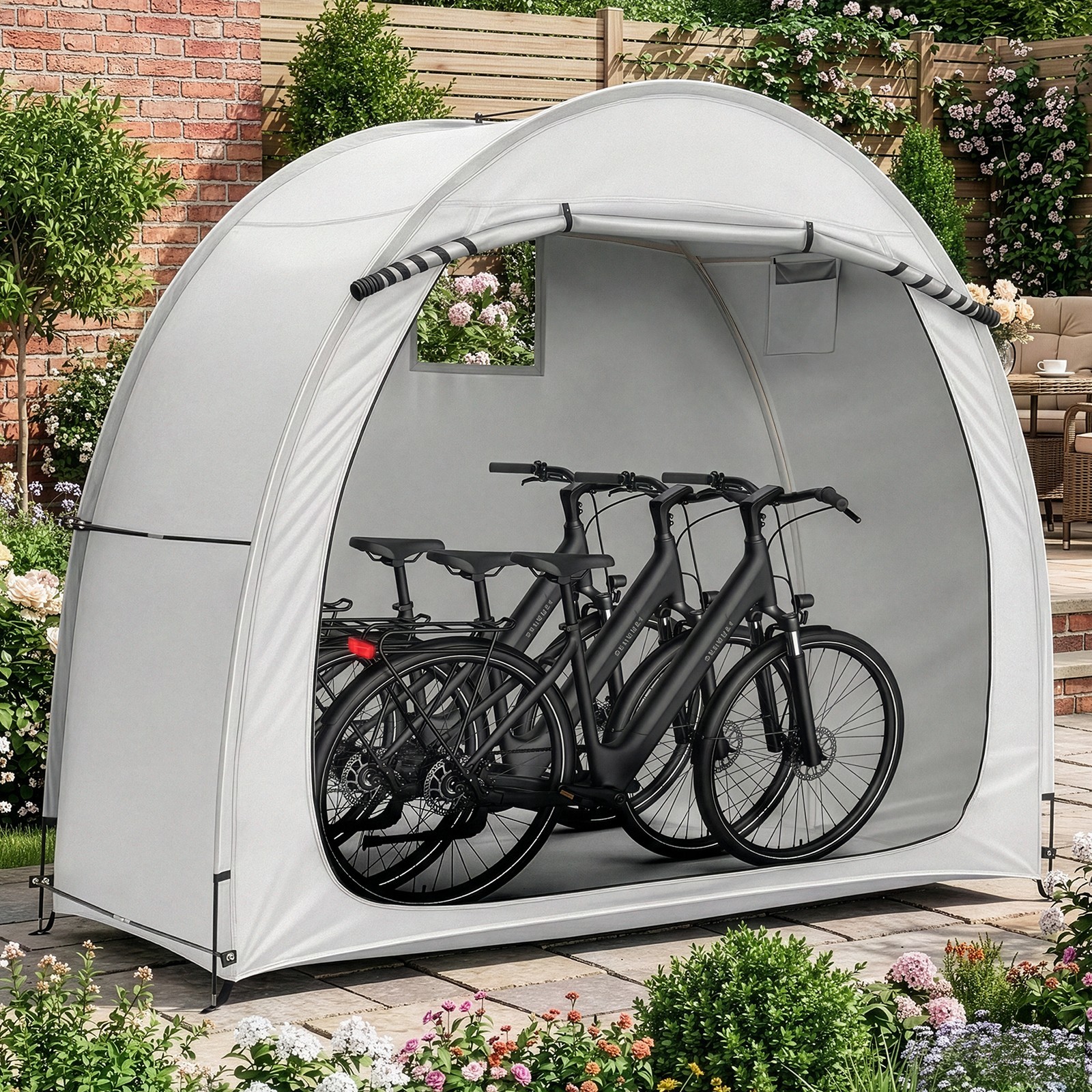 Storage Tent Shed Outdoor Waterproof Bicycle Covers Shelter for Bikes Lawn Mower