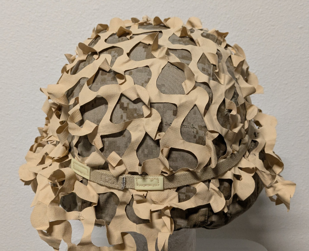 OIF/Fallujah US Military USMC Marines Lightweight Helmet Desert Scrim Cover LWH