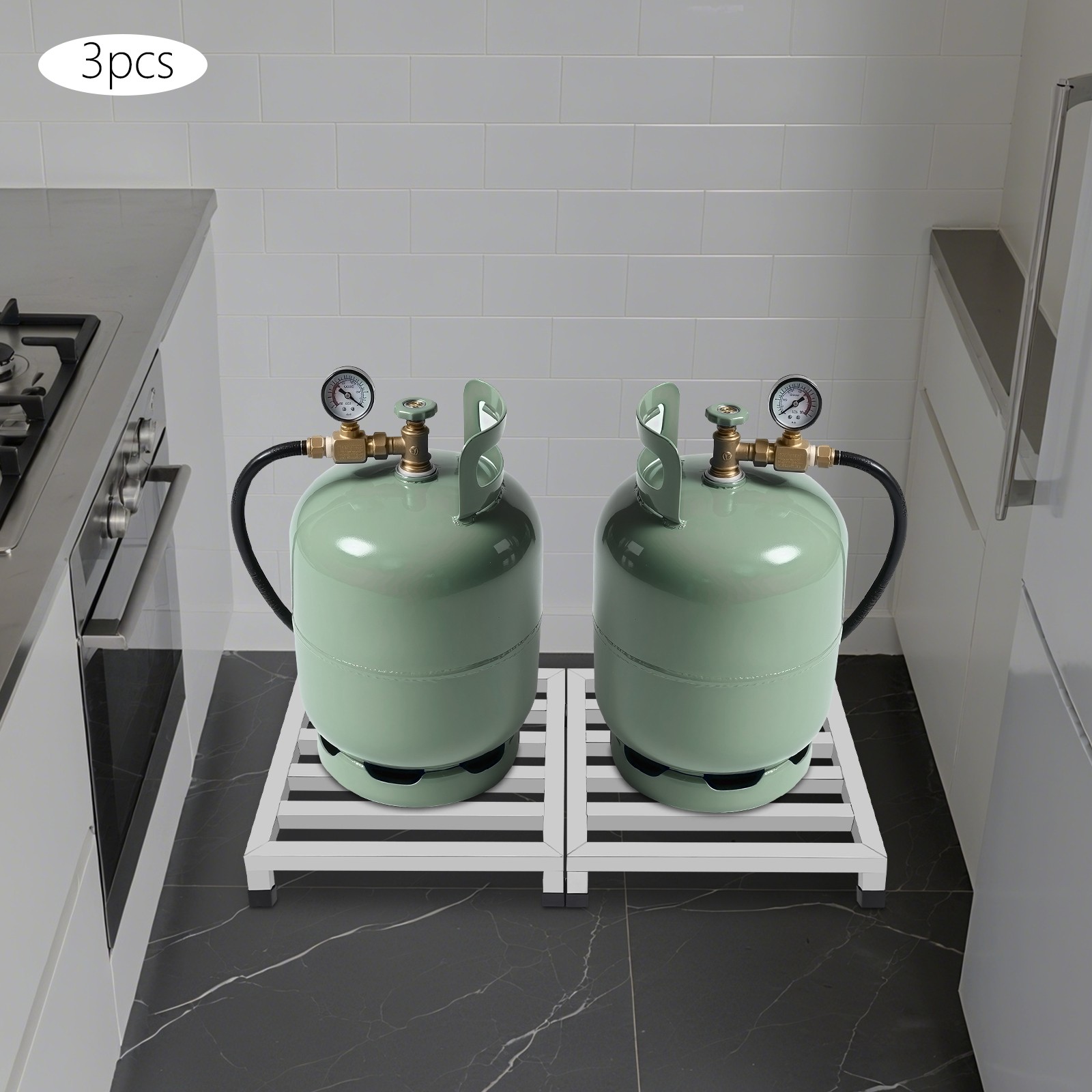 3Pcs Dunnage Stainless Steel Shelves Plants Display Rack Flower Showing Stand