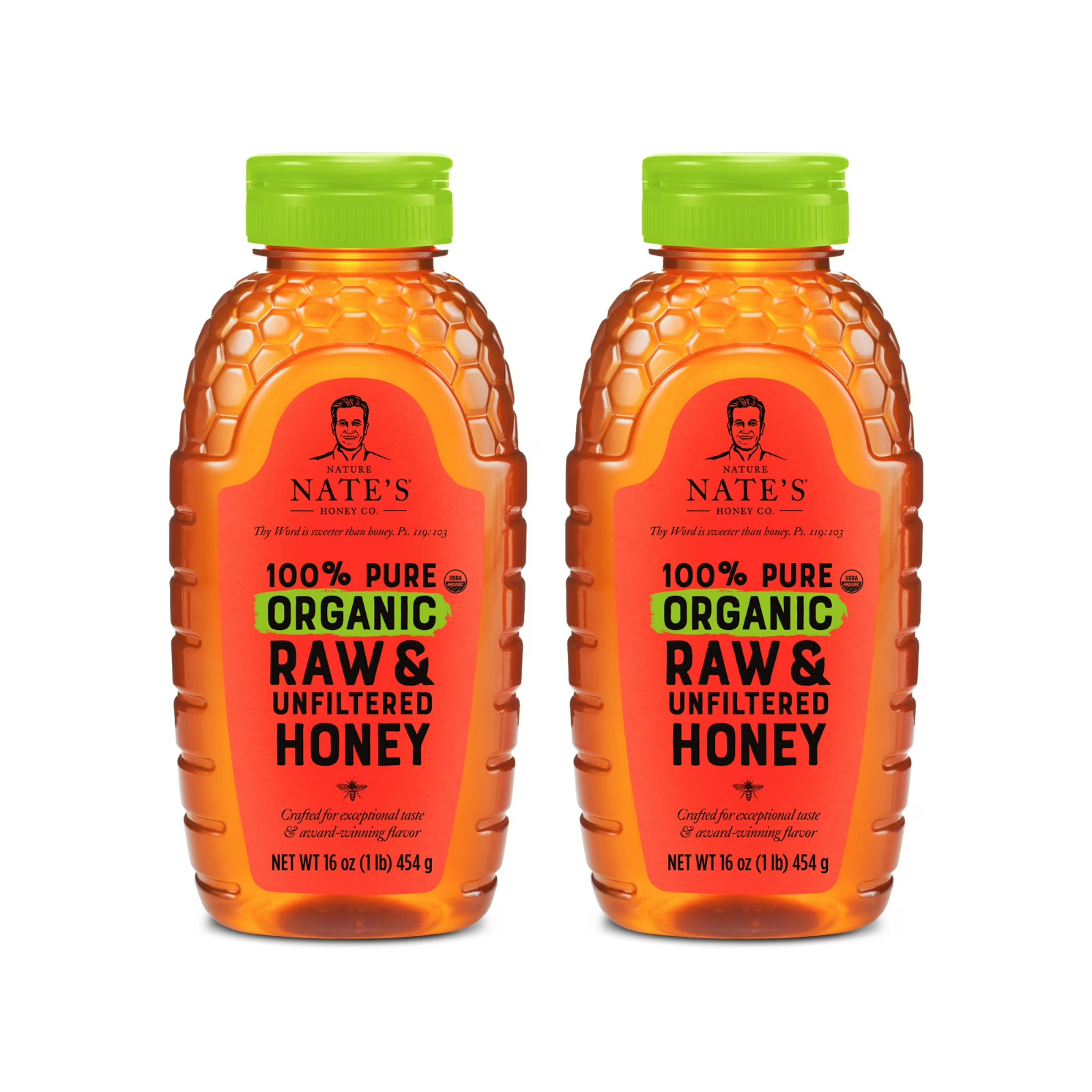 Nature Nate's 100% Pure Organic, Raw & Unfiltered Honey, 16 oz (2 Pack)