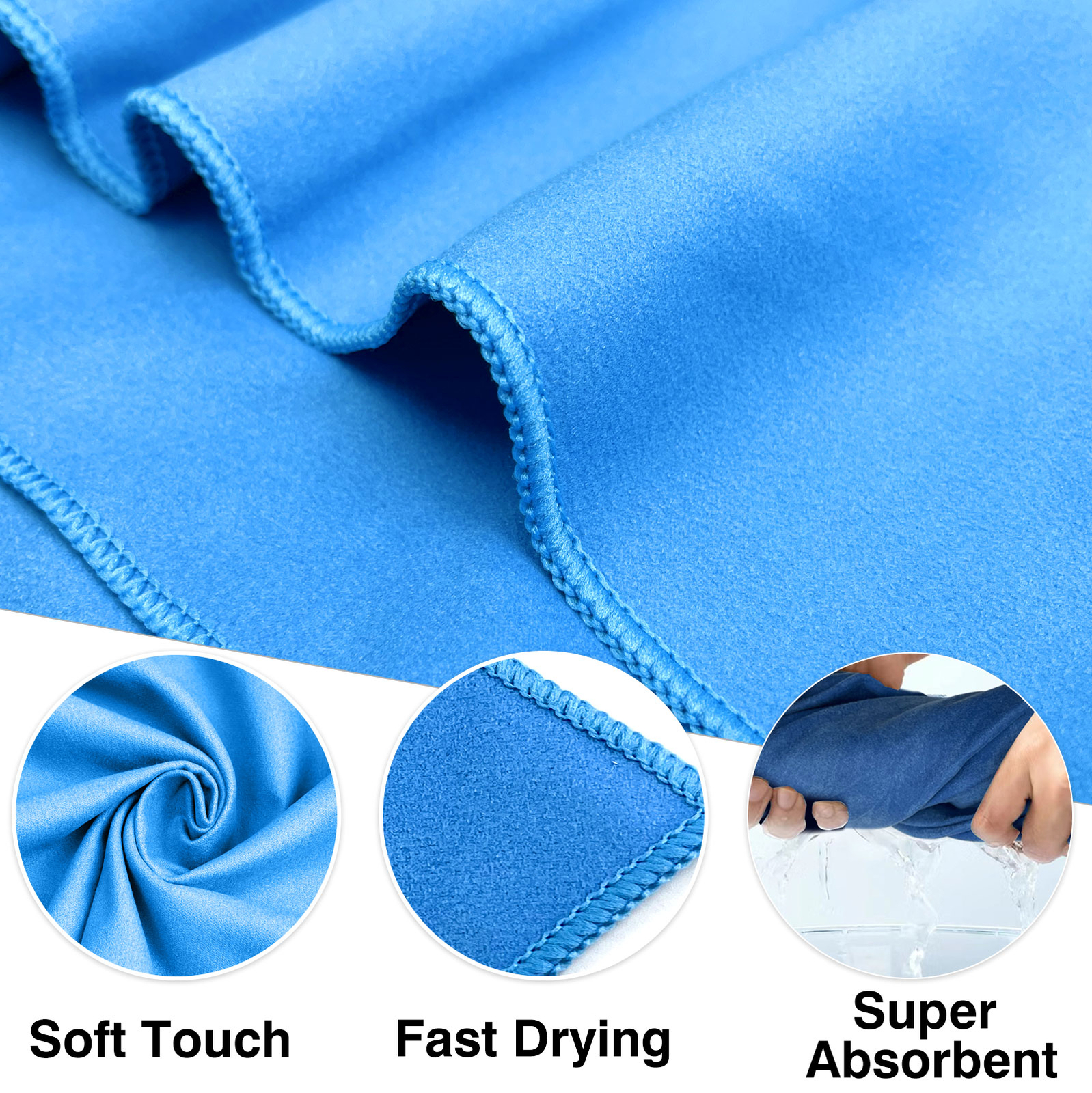 Large Microfiber Towel For Outdoor Travel & Gym & Camping Beach Towels Quick Dry