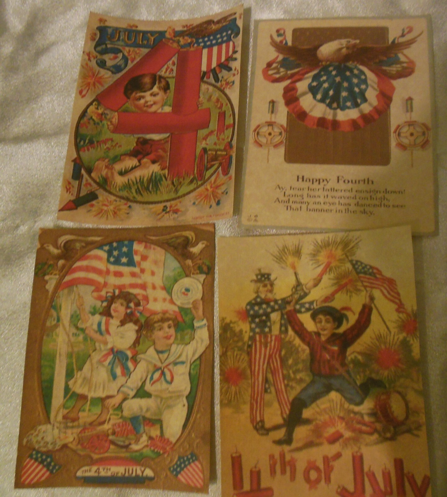 Set of 16 VICTORIAN LARGE VINTAGE Patriotic 4th of July postcard images