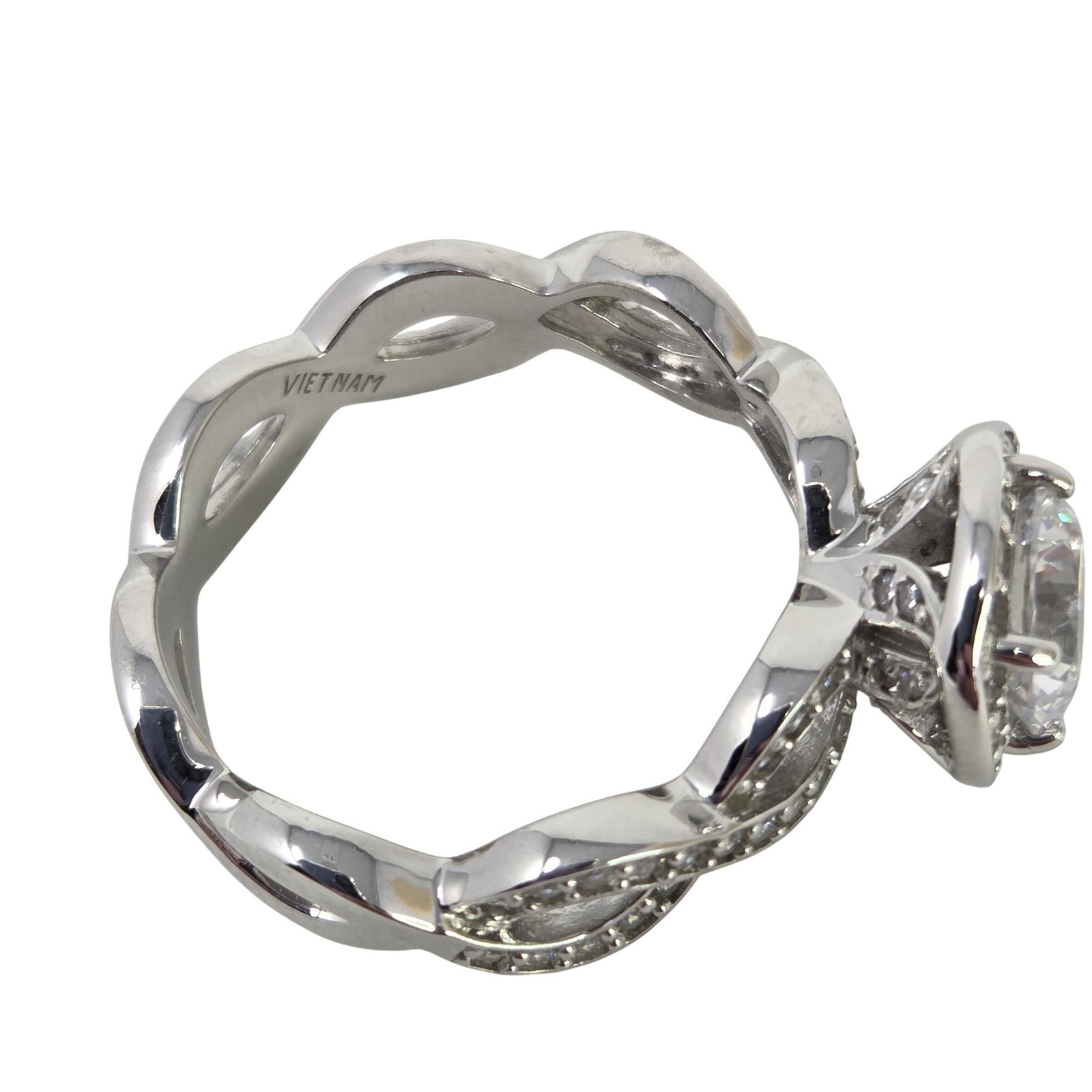 Sparkling Infinity Twist Engagement Ring Sz 8 925 Sterling Silver CZ