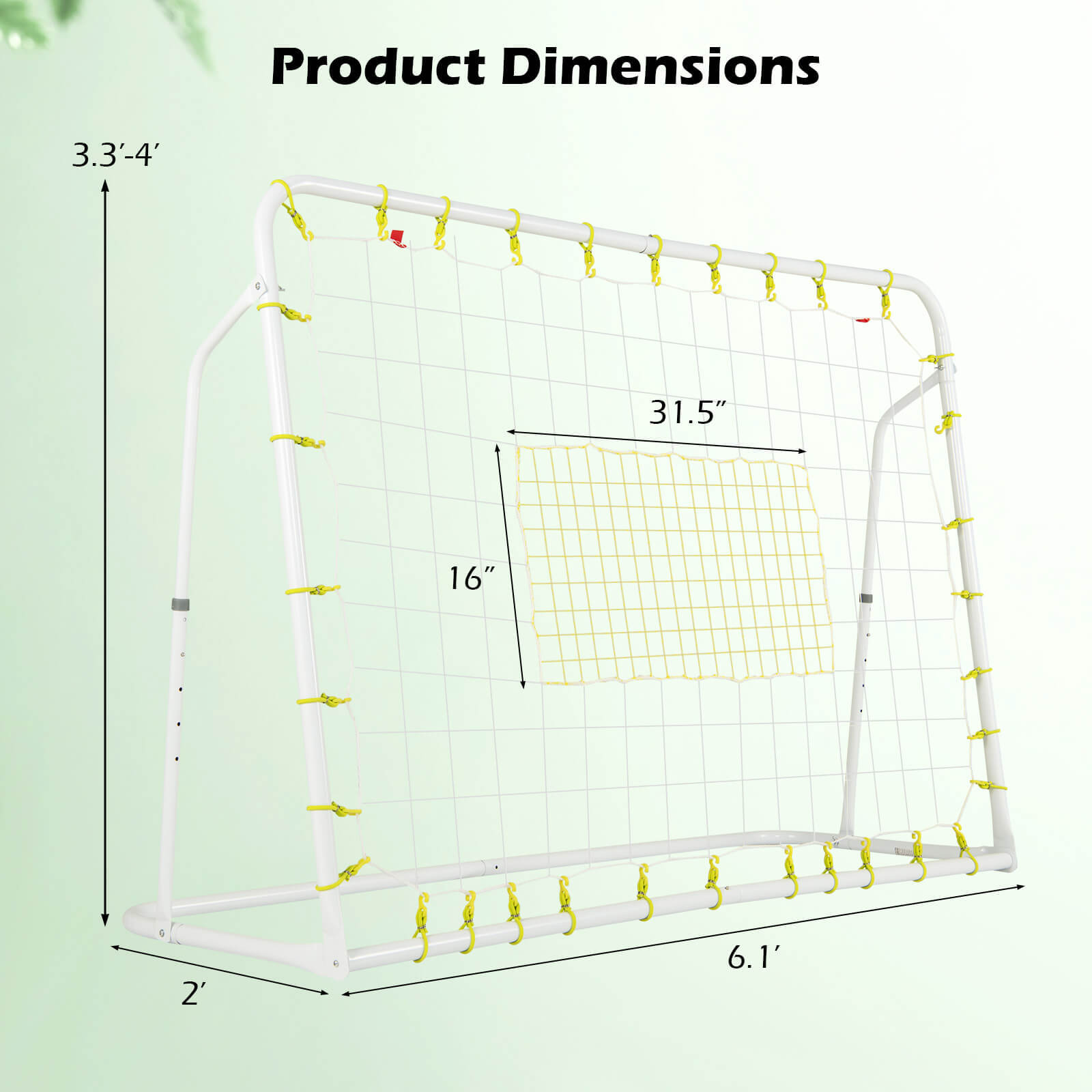 6.1' x 4' Versatile Soccer Rebounder 2 in 1w/ Shooting Auxiliary Area 4 Nails