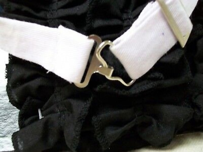 Instant Tux Black Ruffled Fake Shirt Front White Bow Tie 80s Prom Wedding Dickie