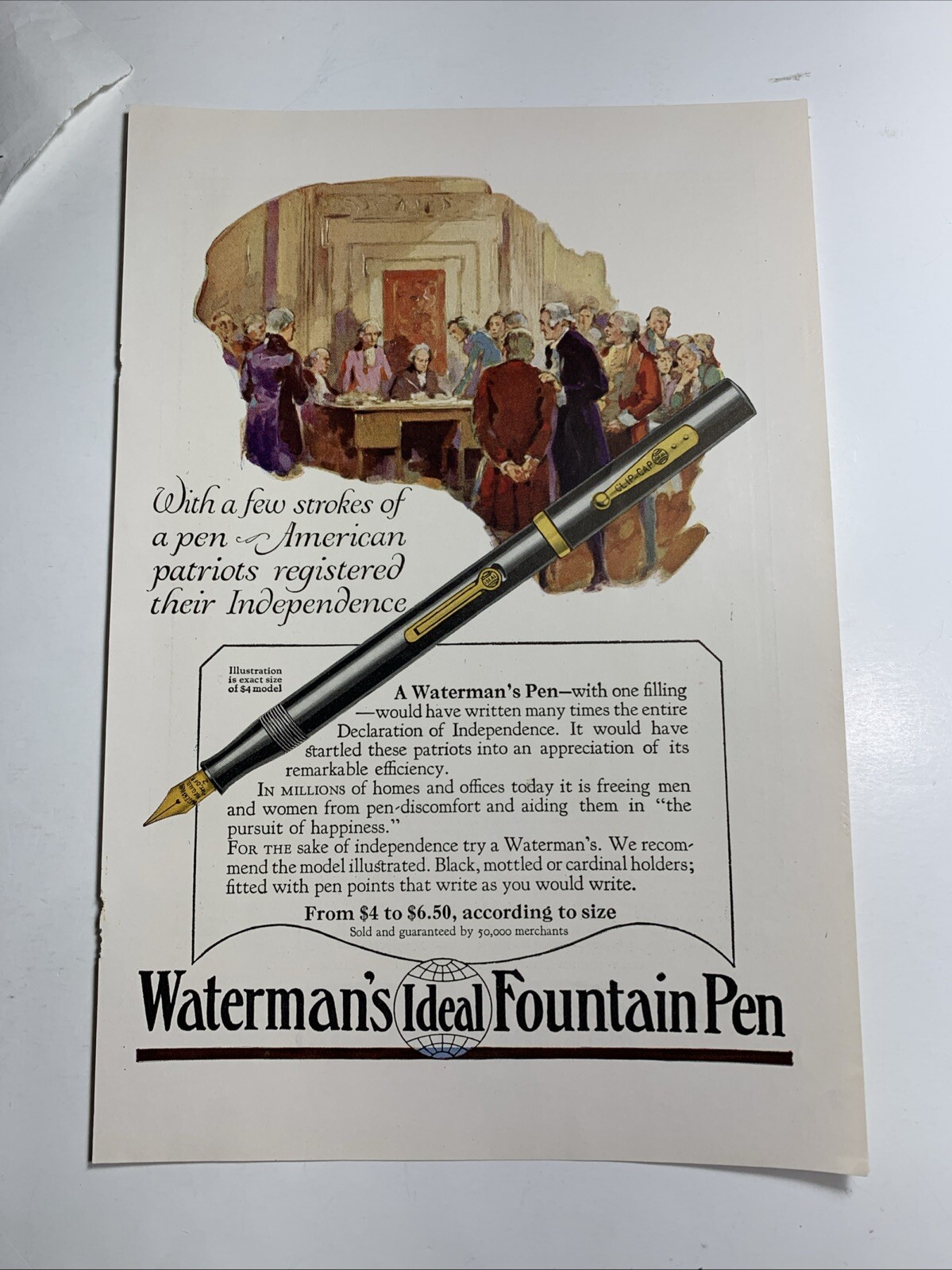 Waterman’s Ideal Fountain Pen Ad C 1910’s Colorful