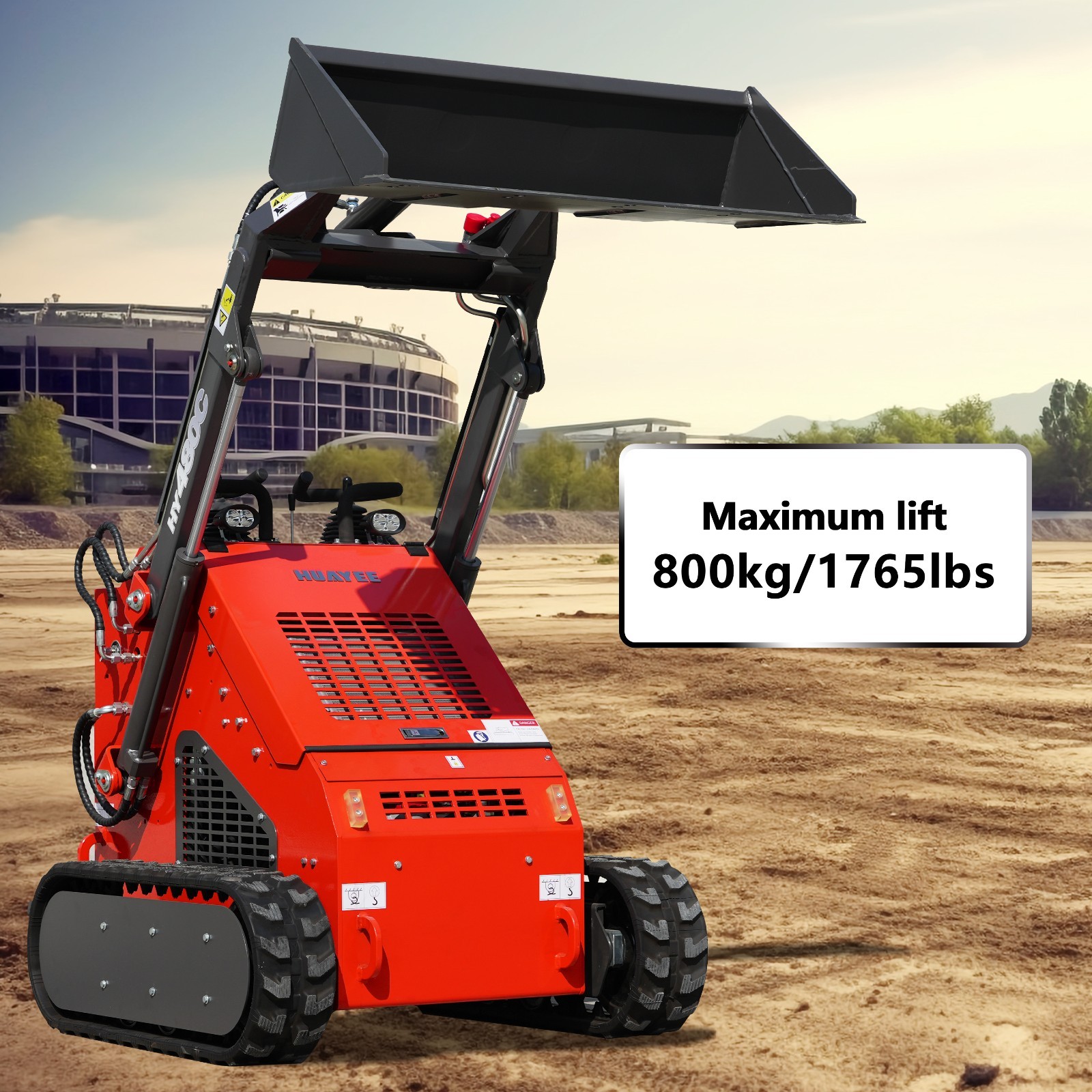 HY480C FREE SHIP/unloading Mini Skid Steer Loader 23HP +Grapple+Stump Crusher