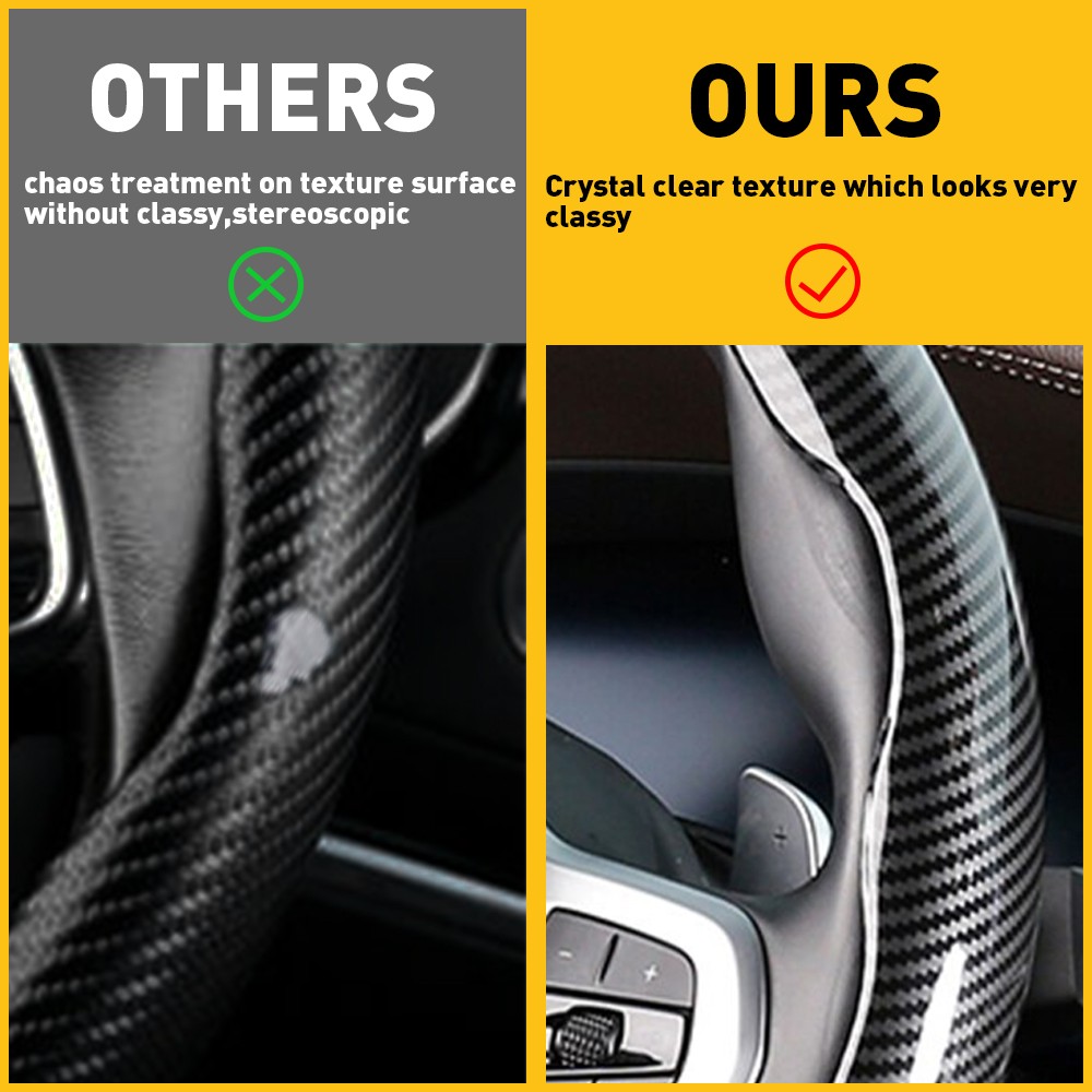 2x Carbon Fiber Universal Car Steering Wheel Booster Cover Non-Slip Accessories