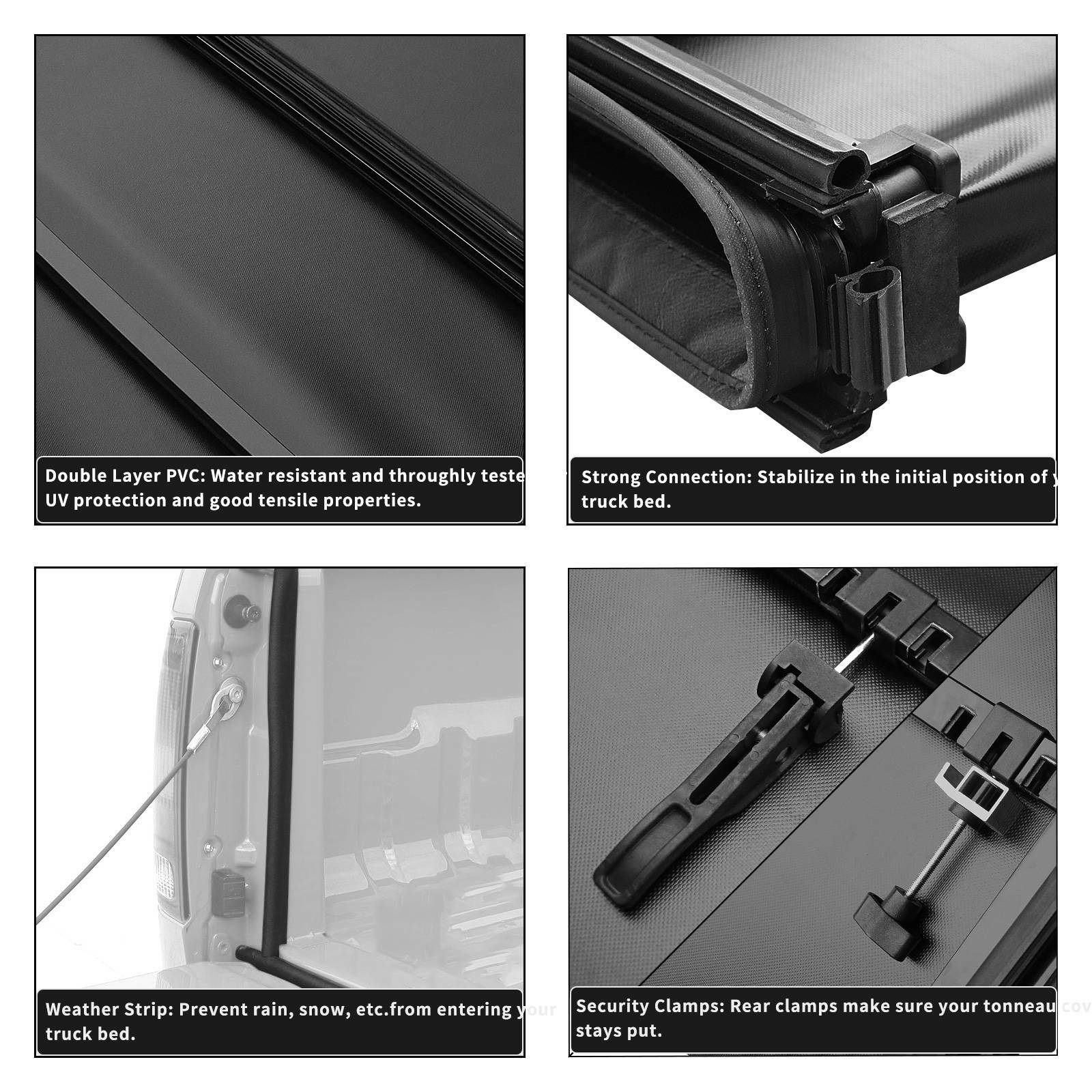 OEDRO 5.6Ft/5.7ft Bed Four-Fold Soft Tonneau Cover For 2009-2022 Dodge Ram 1500