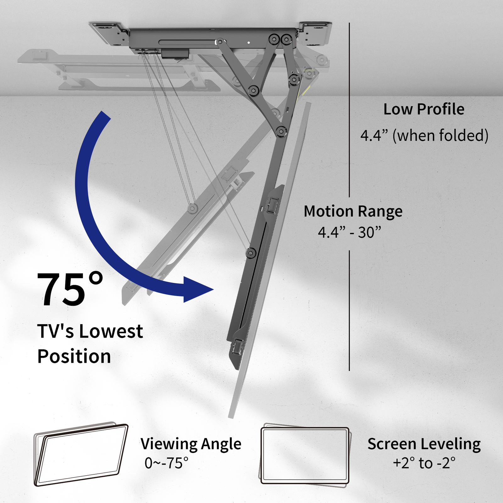 VIVO Motorized Flip Down Pitched Roof Ceiling TV Mount for 40" to 85" Screen