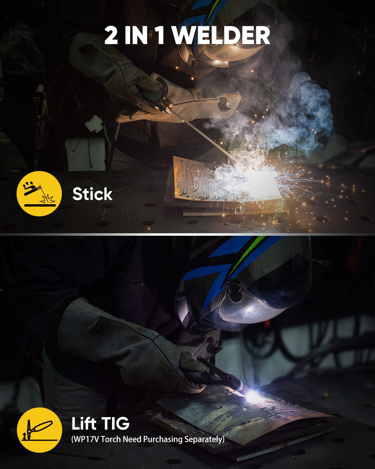 120A Portable mini Stick Welder 2-IN-1 Lift TIG Stick Welder 110V New Household