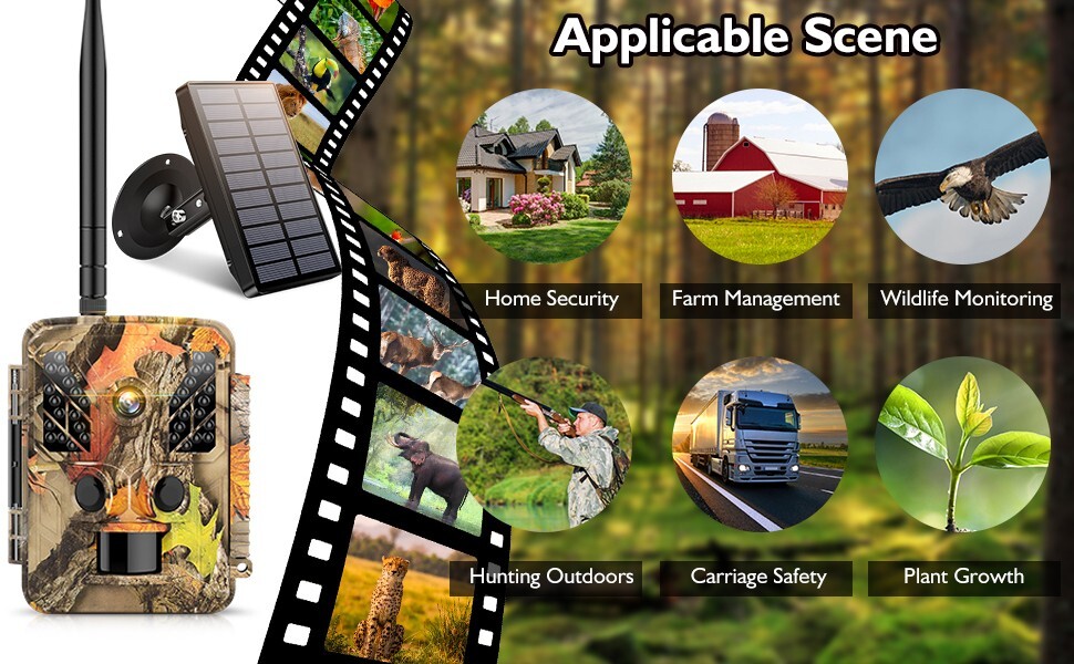 Solar Trail Camera WiFi 4K 36MP Wildlife Hunting Game Cam Nightvision Waterproof