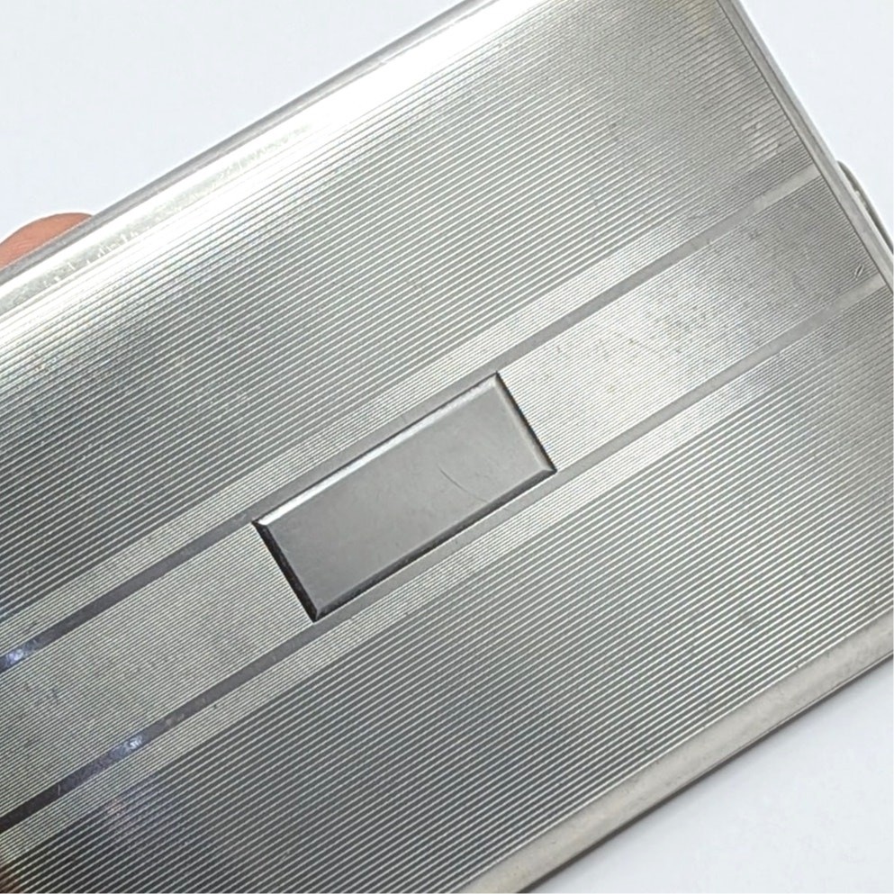 Vintage 1950s Sterling Silver Etched Cigarette Case Wallet Card Holder 5oz