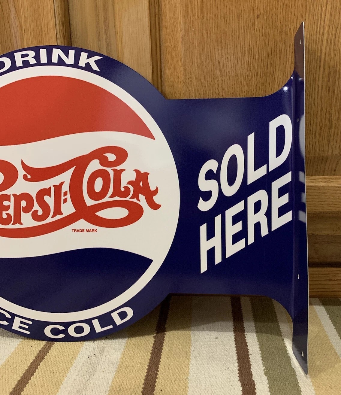 Pepsi Cola Soda Pop Large Flange Metal Sign, Garage Man Cave | Free Shipping