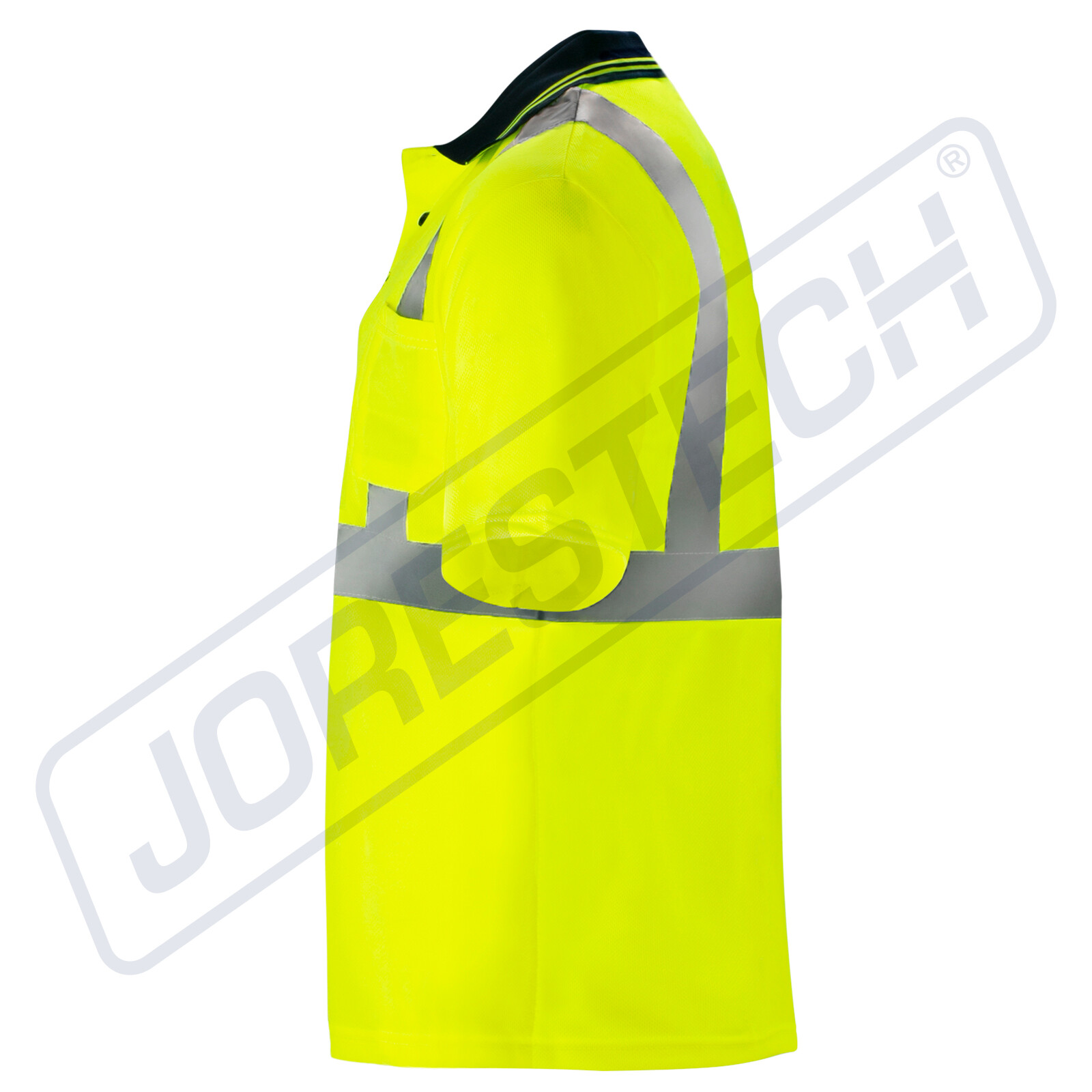 5 Pack Hi-Vis Lime Safety Work Polo Shirts with Reflective Tape
