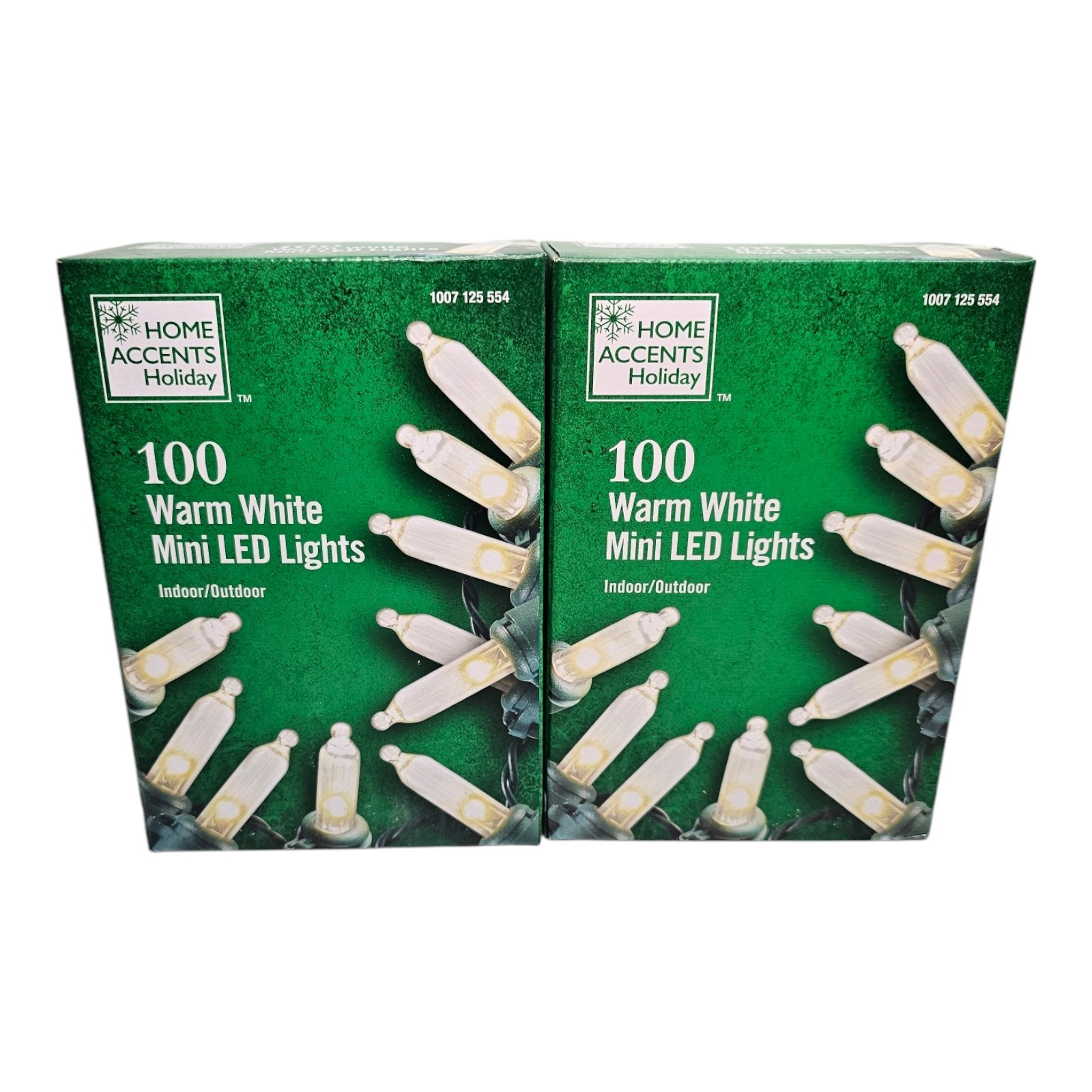 2 Pack Home Accents Holiday 100ct Warm White LED Mini String Lights 28FT 10IN