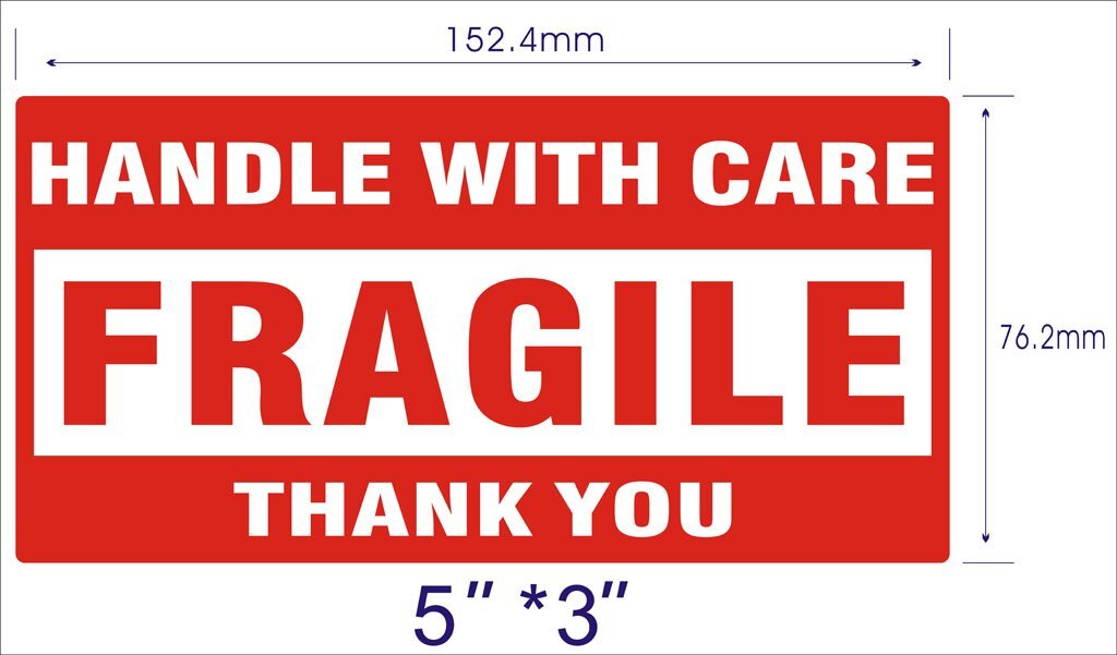 10000 ( 20 Roll ) 3 x 5 Fragile Handle With Care Stickers Shipping Mailing Label