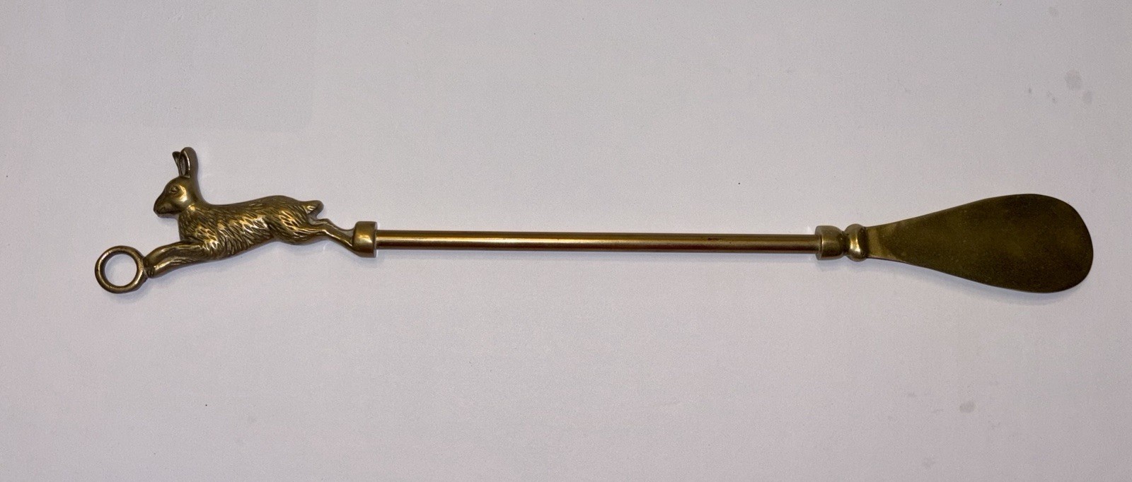 HTF Vintage 15" Brass Bounding Running Rabbit Hare Shoe Horn Shoehorn
