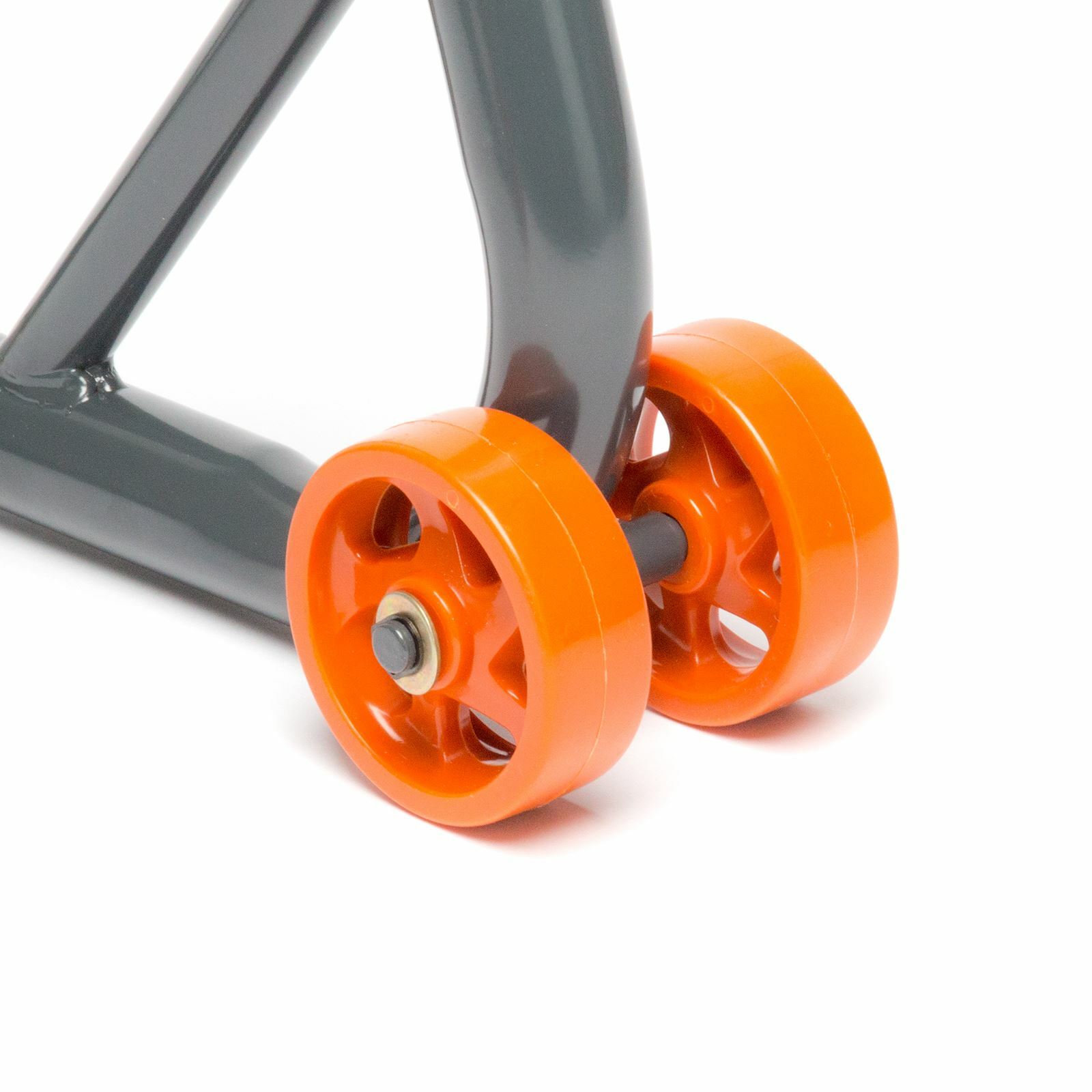 MPW Race Dept for Motorcycle Rear Paddock Stand with V-Adapters in Grey/Orange