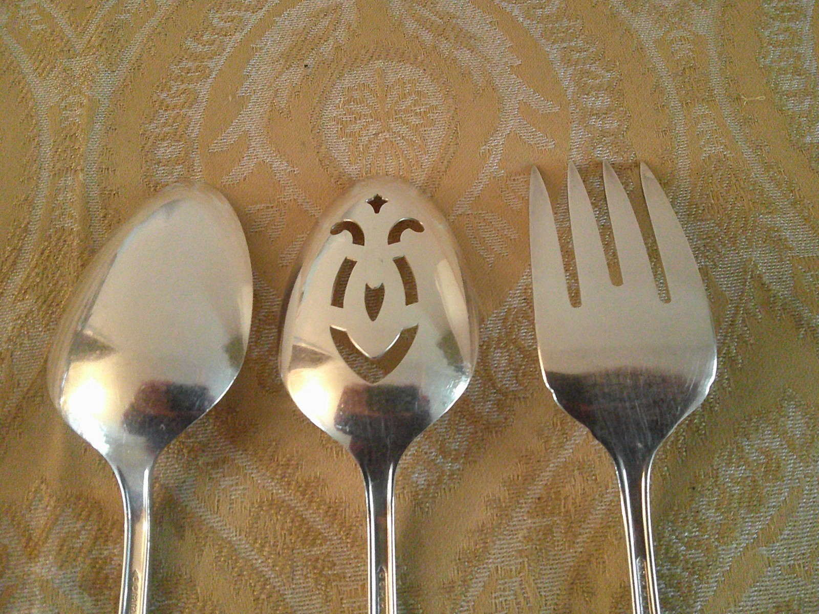 White Orchid Community Carving Knife Fork Set Serving Spoons and Meat Fork