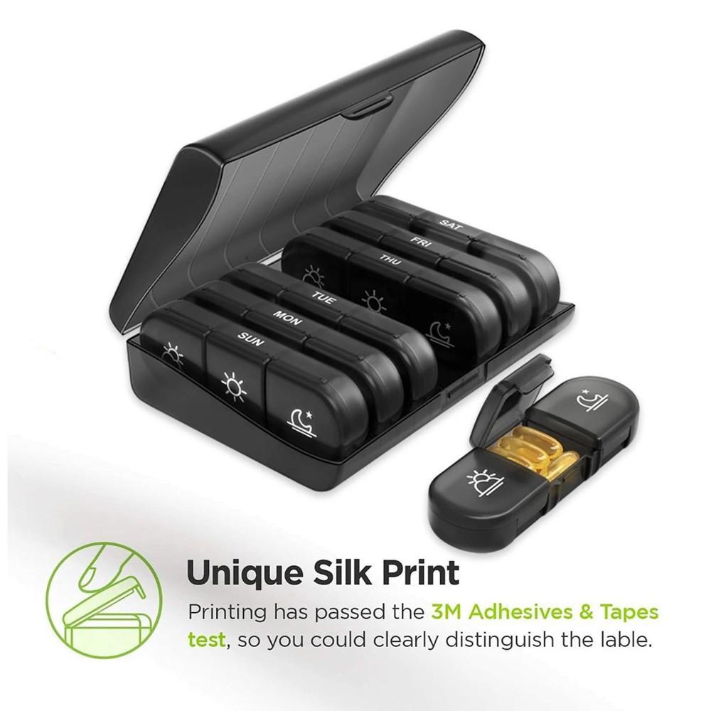 Weekly Pill Box Organizer Pill Case Medicine Planner 3 Times A Day Easy to Clean