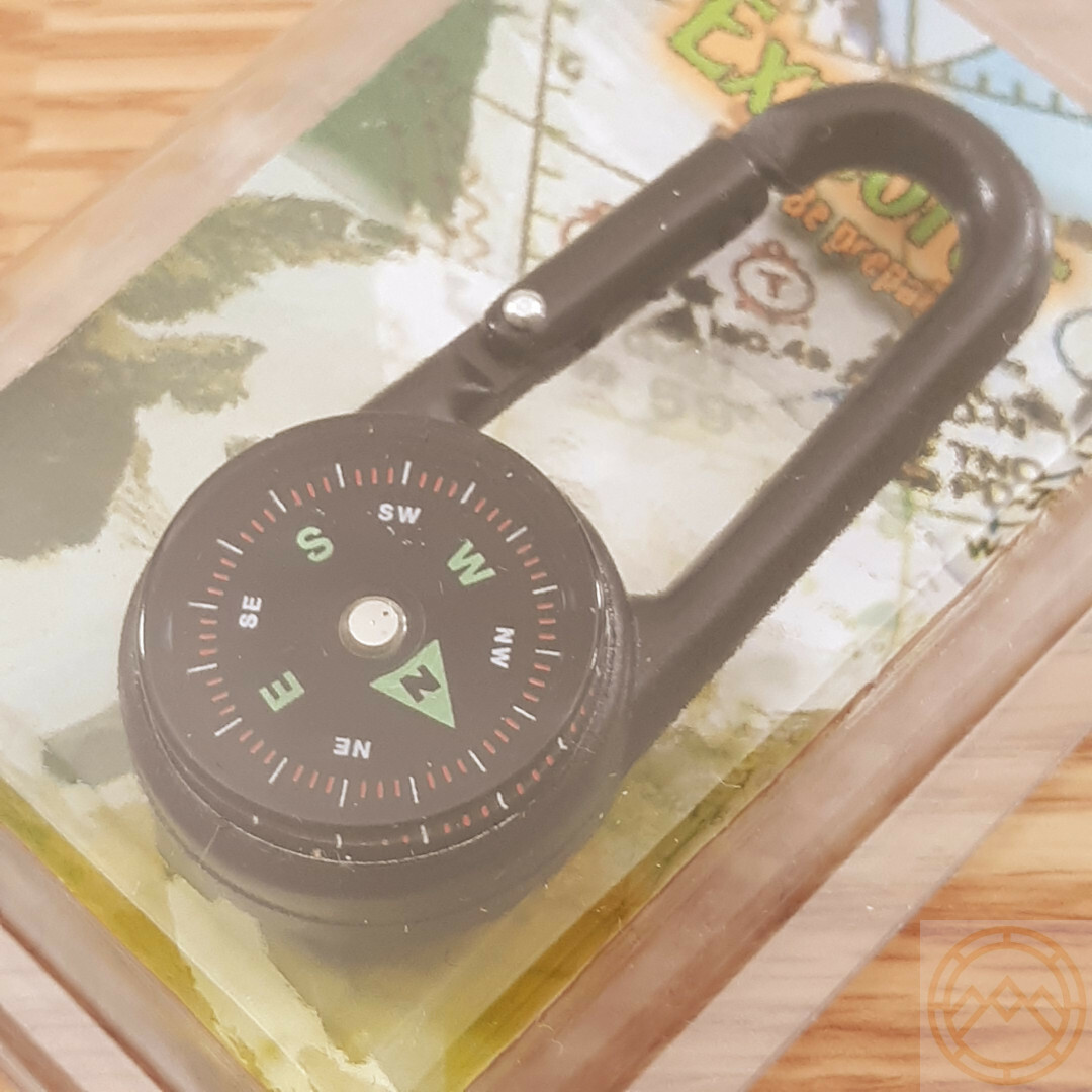 Explorer Compass / Thermometer In One With Integrated Carabiner Black Casing