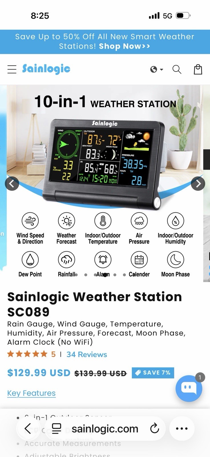 Sainlogic SC089 Wireless Weather Station New Open Box