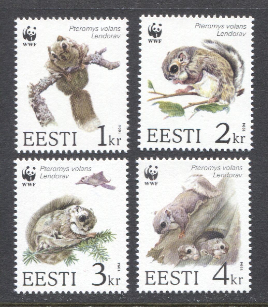 Estonia Scott# 270-273, WWF - Flying Squirrel, 1994 VF MNH Set of 4, No Faults