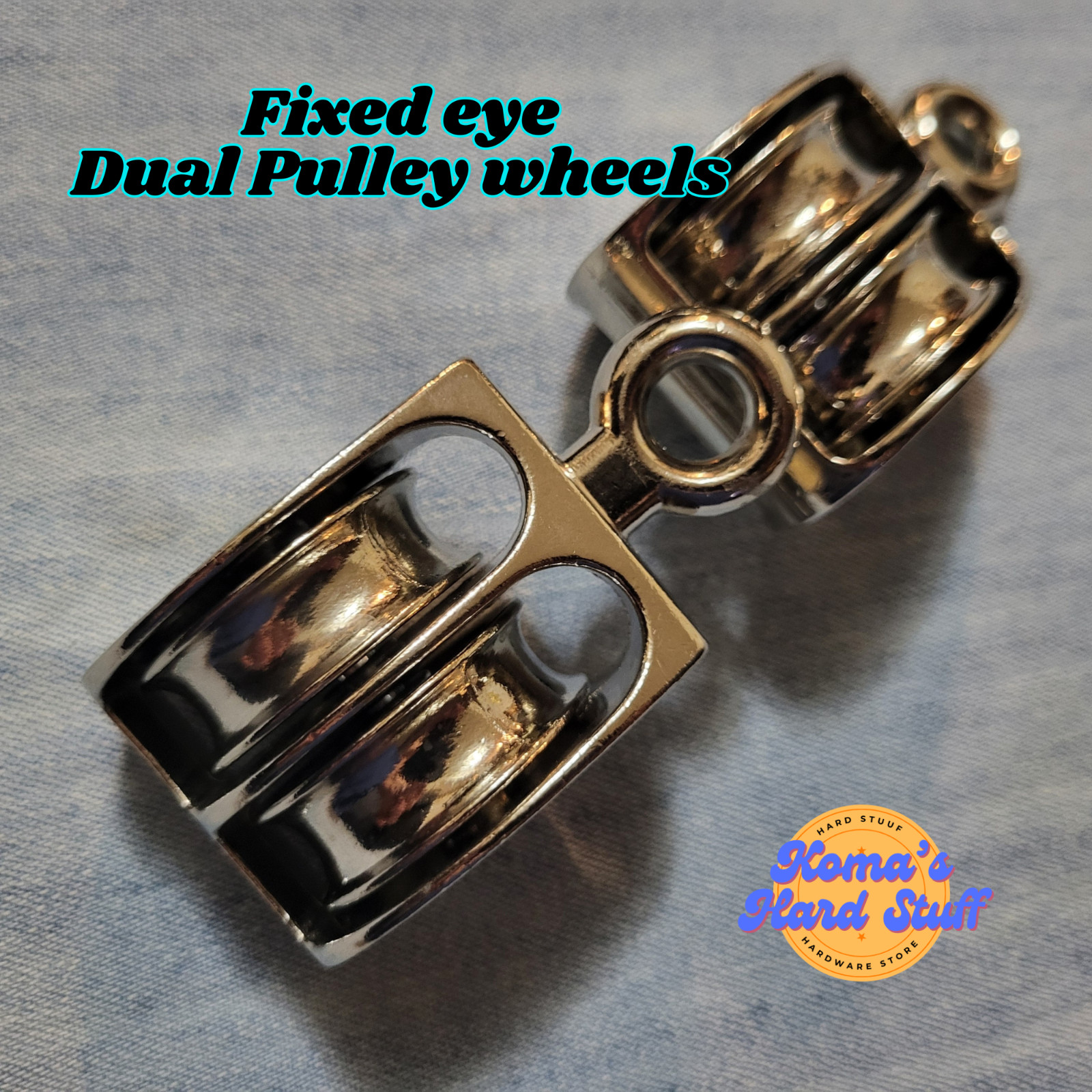 Fixed eye Dual sheave pulley (2 count) bag. dual half inch wide wheels 3"