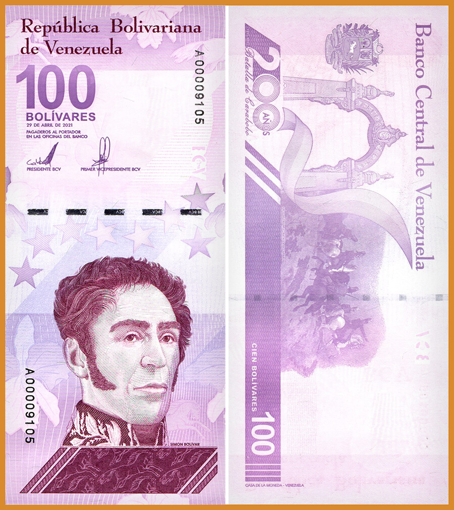 VENEZUELA 100 DIGITALES qty 1 2021 CIR 100 million bolivar USA STORM & OKIE TIME
