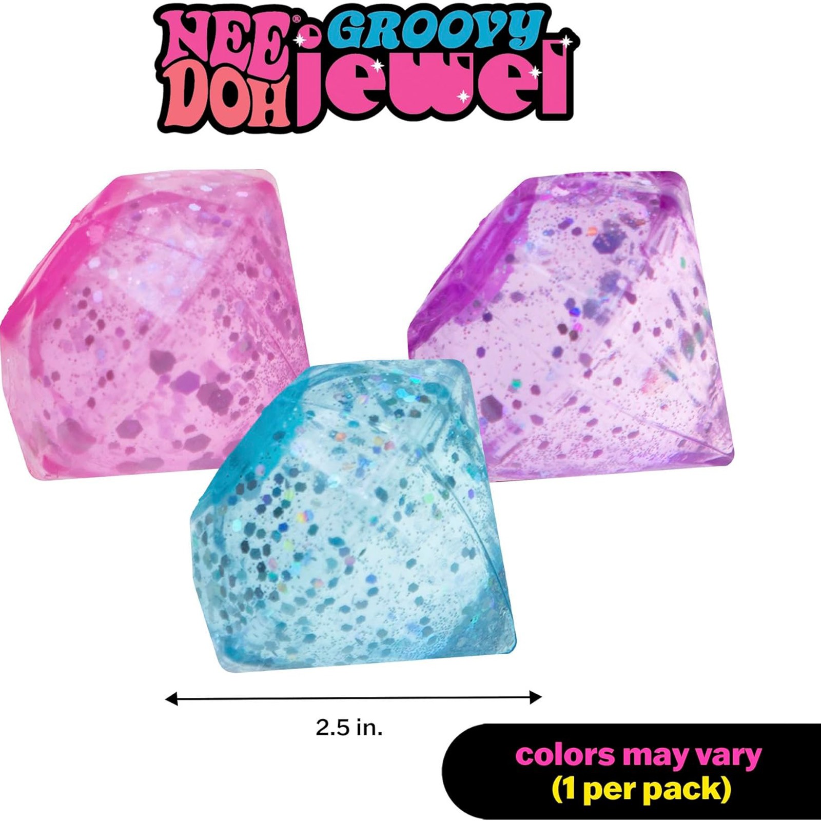 Blue NeeDoh Groovy Jewel Nee Doh Glitter Squish Jelly Diamond Cone Sparkly Ice