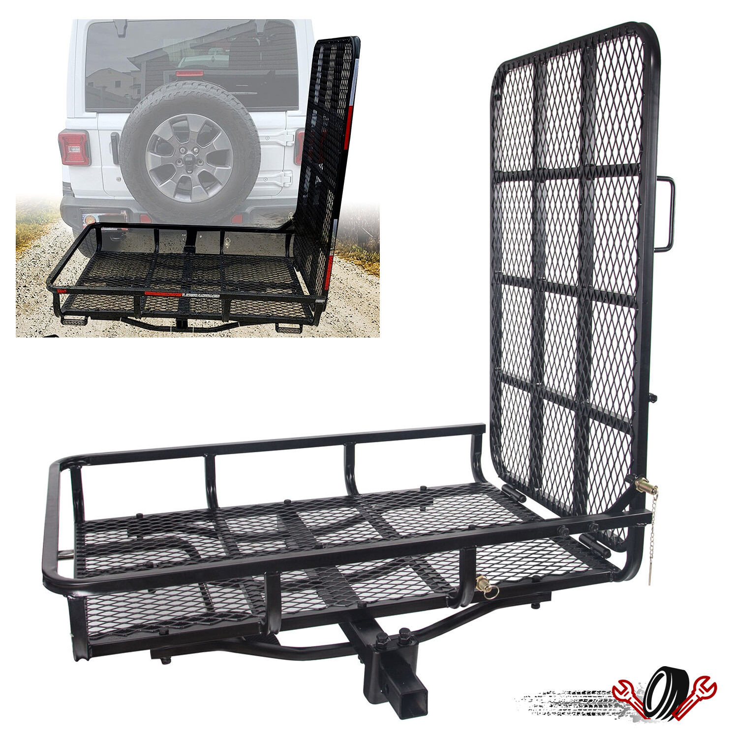 500LBS Mobility Carrier Wheelchair Scooter Rack Cargo Hitch Carrier Medical Ramp