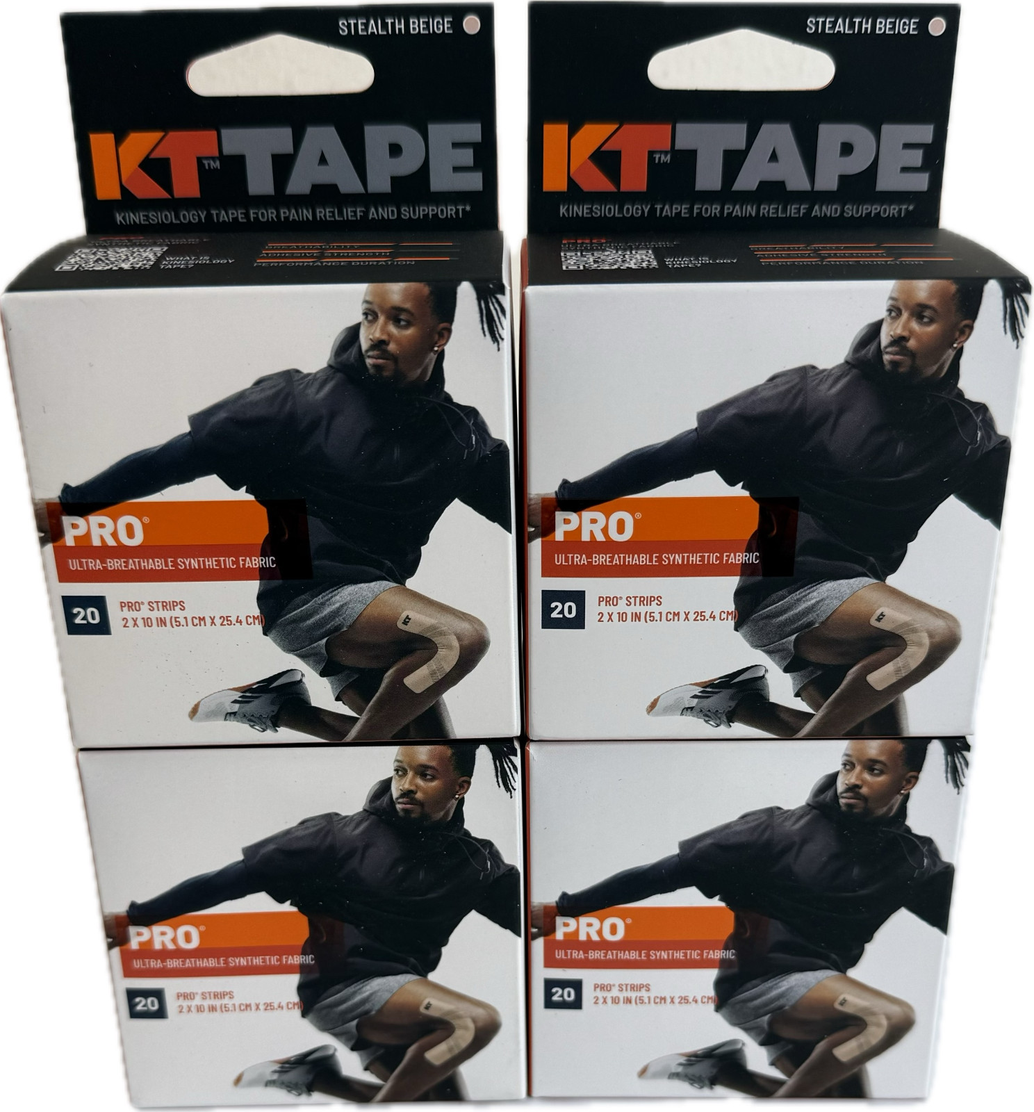 4 Pk KT Tape Pro Extreme 20 Strip 10" Precut Stealth Beige (New in Box)