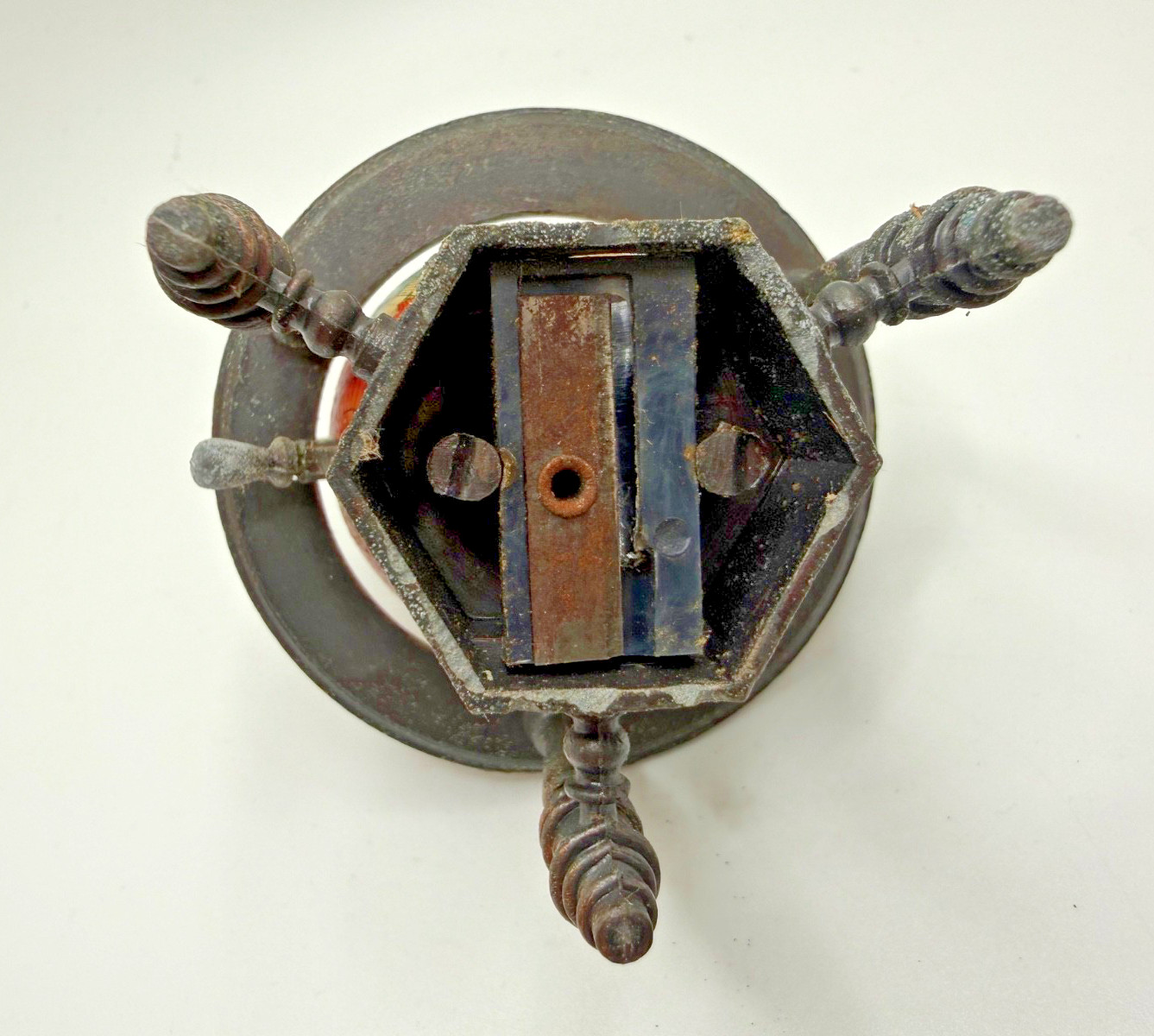 3.5" Metal World Globe Pencil Sharpener W/Patina Vtg Collectable Desk