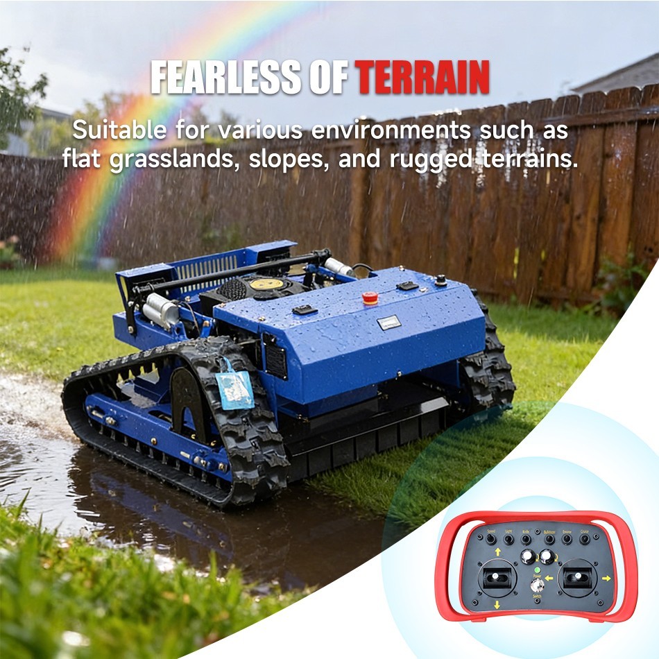 Gasoline Remote Controlled Tracked Lawn Mower RATO 225cc 7HP - Free Shipping