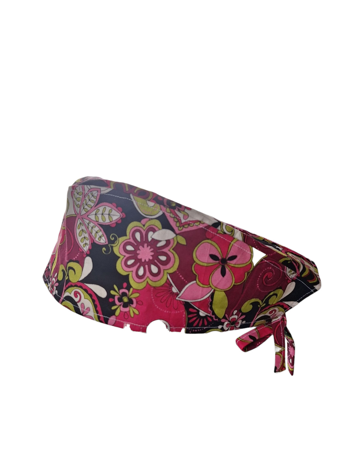 Pink, Black and Bold  Multi Color.  Tie Back Scrub hat / cap Surgical Medical