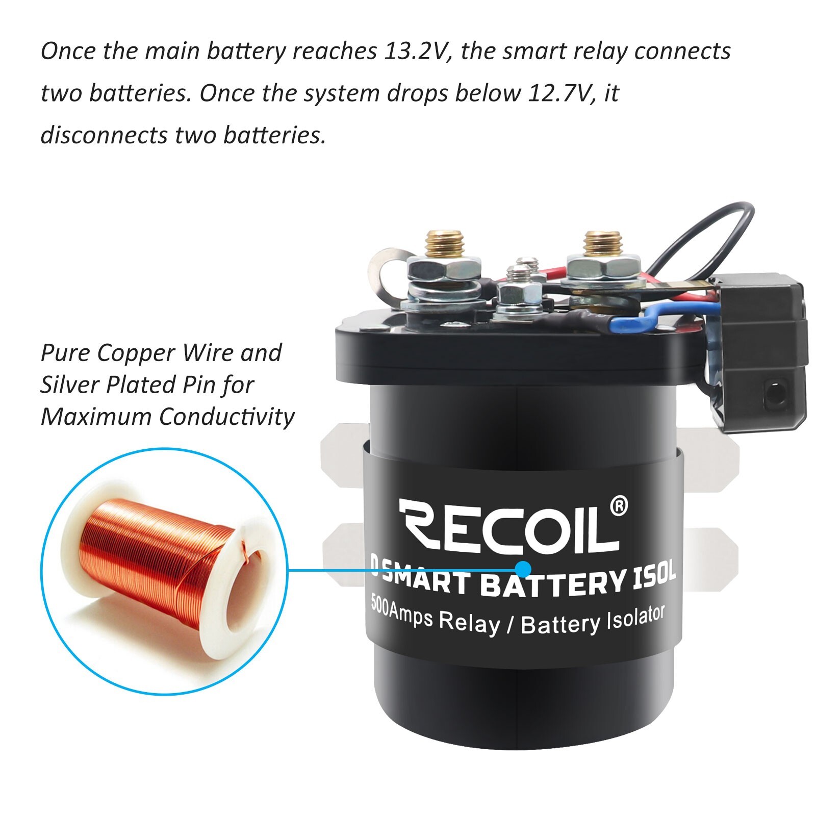 Recoil SRL500 500A Smart Battery Isolator and High Current Starter Relay